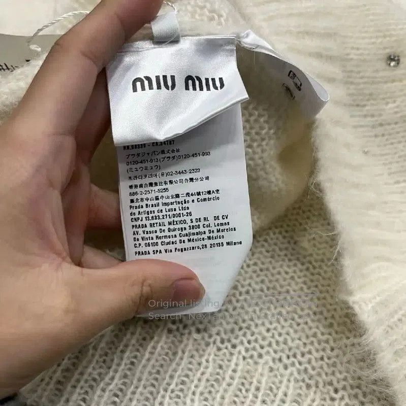 Miu Miu Miu Miu White Wool Cardigan for Women . Size XL / US 12-14 / IT 48-50 - 4 Thumbnail