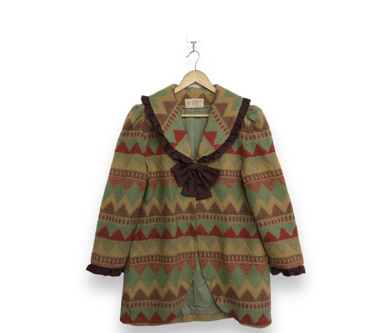 Japanese Brand Femminino Prisco Motive Stripe Design Wool Outer Jacket Size XS / US 0-2 / IT 36-38 - 1 Thumbnail