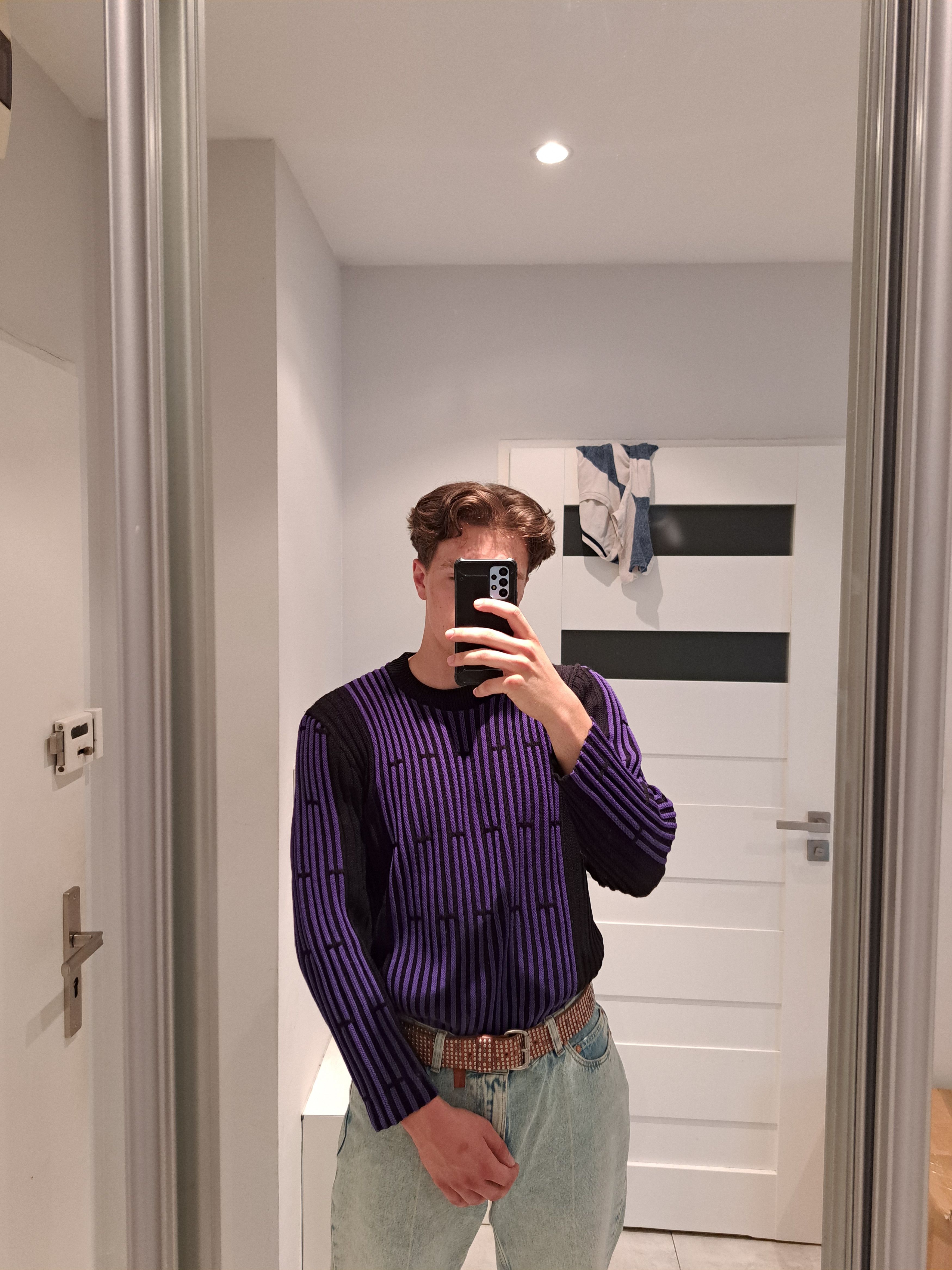 Japanese Brand Crazy Vintage y2k Purple Ribbed Knit Sweater Techno Size US L / EU 52-54 / 3 - 2 Thumbnail