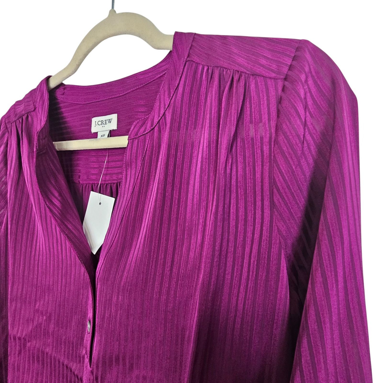 J.Crew J. Crew Womens Shadow Striped Popover Placket Blouse Size XS Size XS / US 0-2 / IT 36-38 - 6 Thumbnail