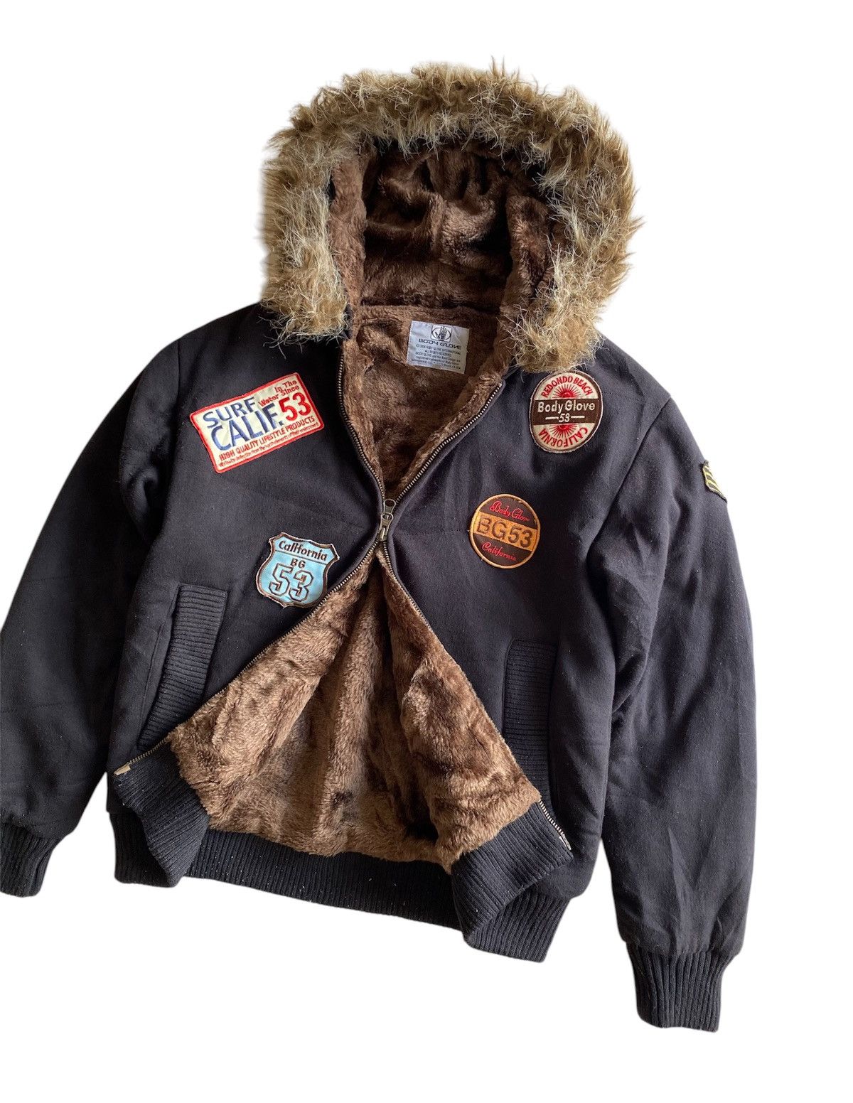 Le Grande Bleu (L.G.B.) Vintage Body Glove Zipper Hoodie Faux Fur Size US M / EU 48-50 / 2 - 2 Thumbnail