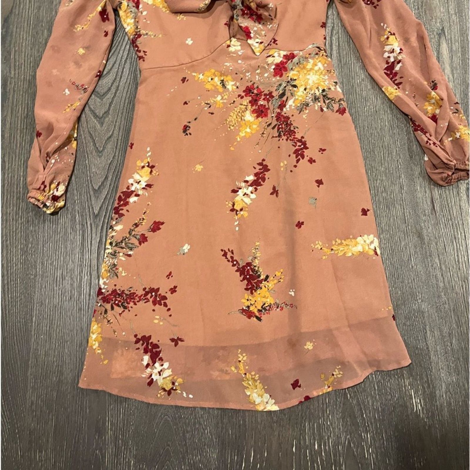 Vintage Maurices A-Line Dress Long Slit Sleeve Tie Neck Sheer XS Size XS / US 0-2 / IT 36-38 - 2 Thumbnail