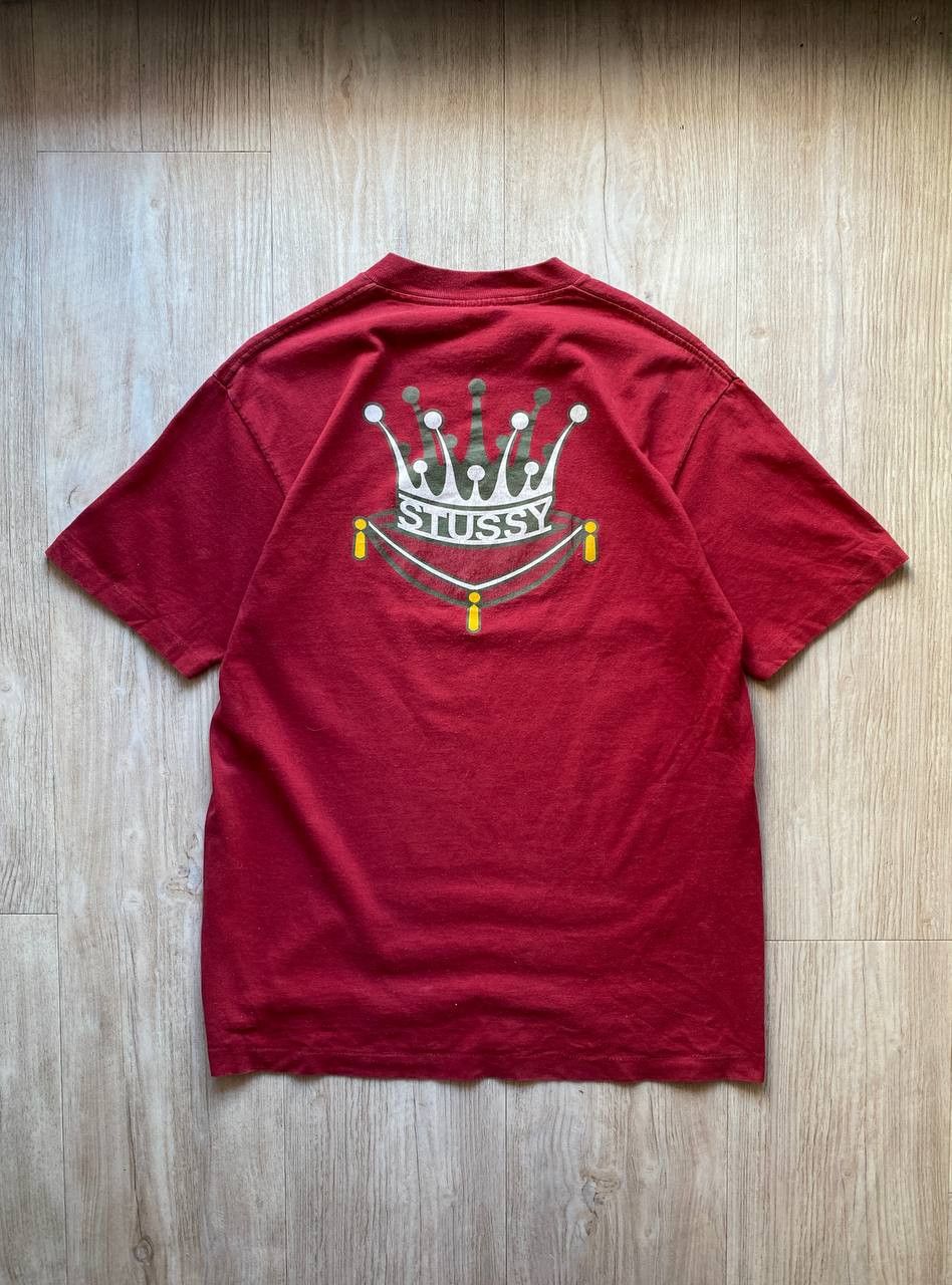 image of Stussy Vintage T-Shirt Crown 90's Single Stitch in Red, Men's (Size Medium)