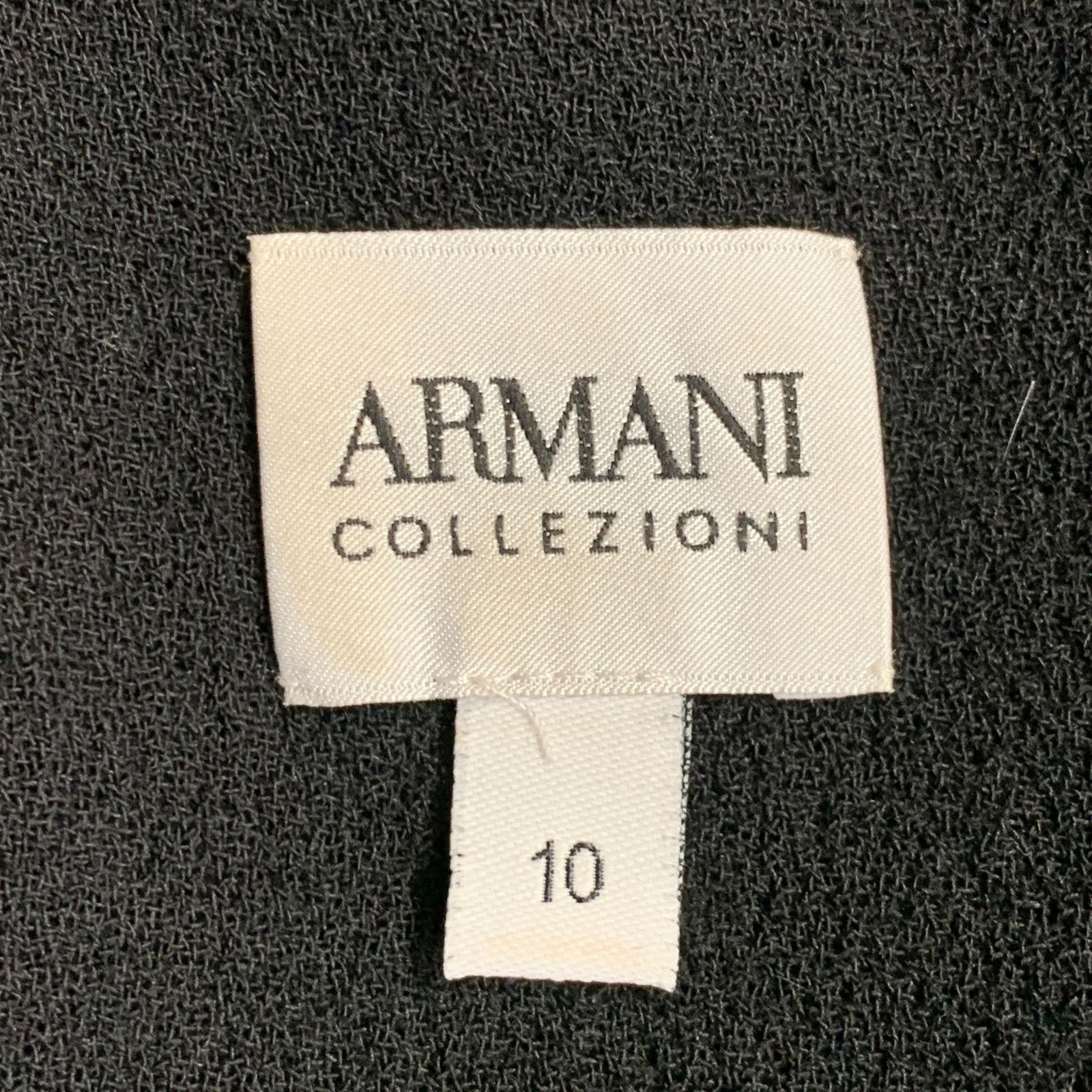 Armani Collezioni ARMANI COLLEZIONI Black Wool Crepe Knee Length Dress Size L / US 10 / IT 46 - 4 Thumbnail