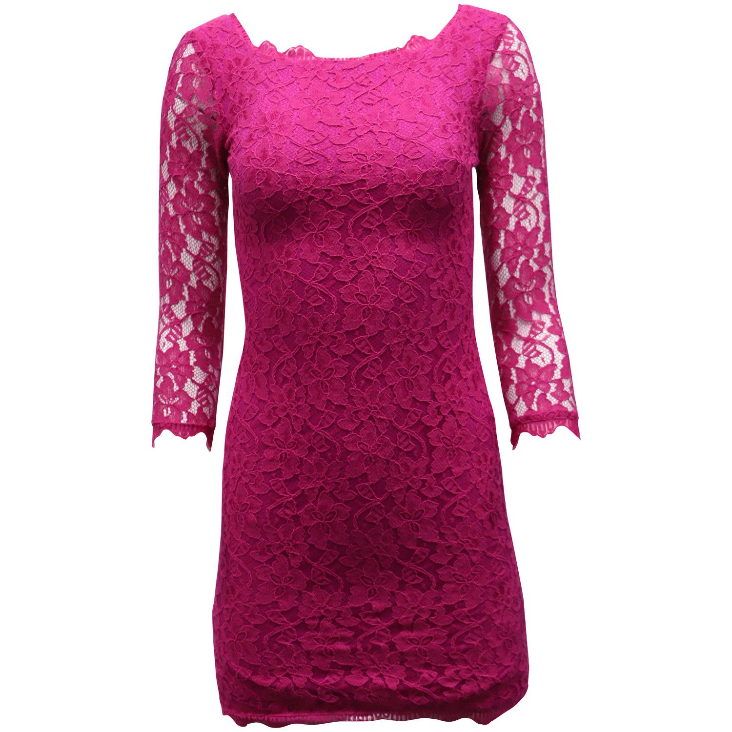 Diane von Furstenberg Diane Von Furstenberg Zarita Lace Sheath Dress in Pink Rayon Size XXS / US 00 / IT 34 - 1 Thumbnail