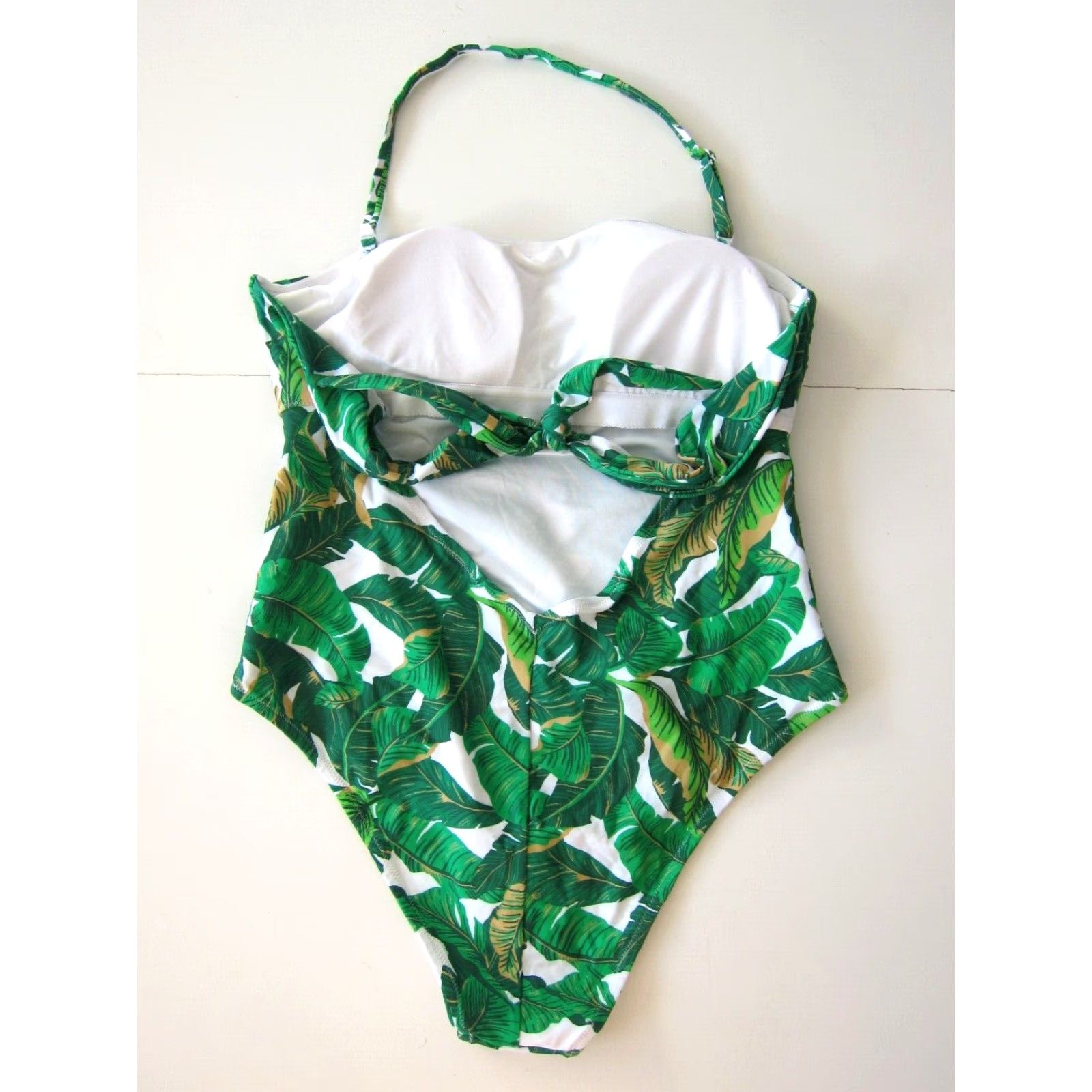 Vintage Love & Sports Green White Floral Hawaiian Built In Bra One Piece Swimsuit L Womens XS-XL Size ONE SIZE - 2 Thumbnail