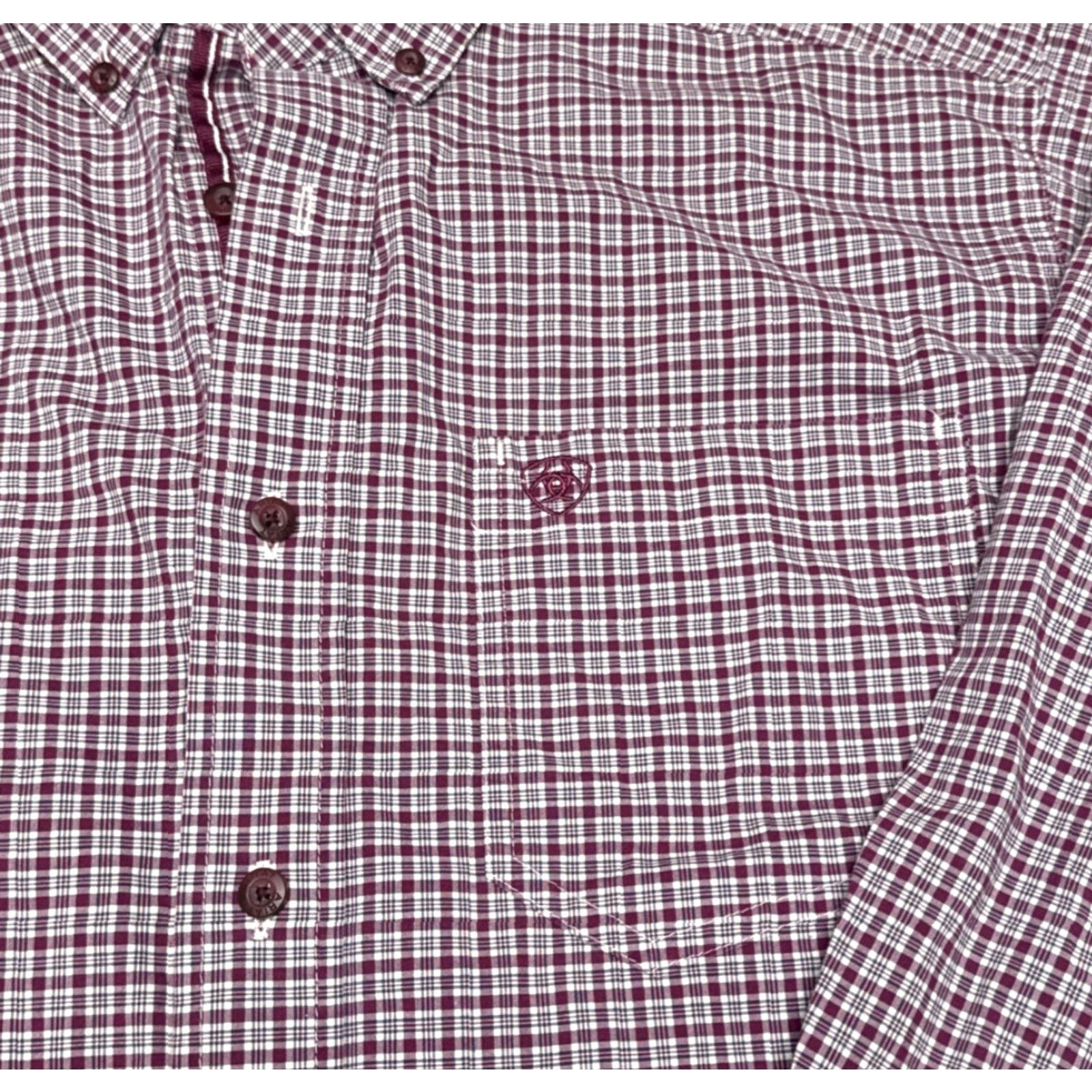 Ariat Ariat Pro Series Shirt Men’s M Purple Check Plaid Vented Western Rodeo Farmer Button-Up Long Sleeve Collared Cotton Blend Breathable Regular Size US M / EU 48-50 / 2 - 2 Thumbnail