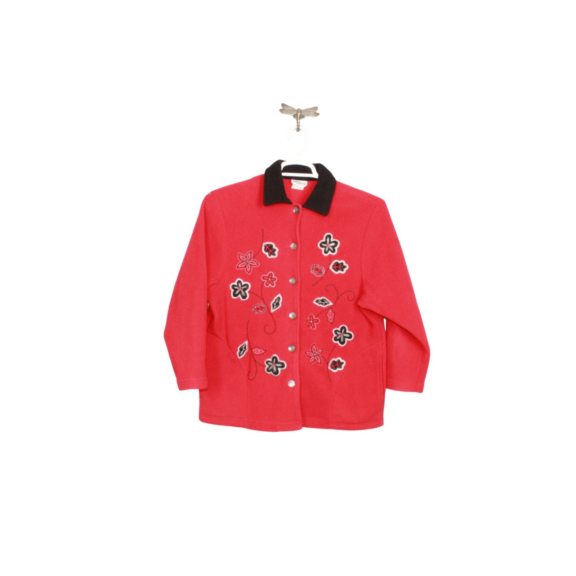 Other Bon Worth Floral Embroidered Fleece Sweater Women’s XSP Size XS / US 0-2 / IT 36-38 - 1 Thumbnail