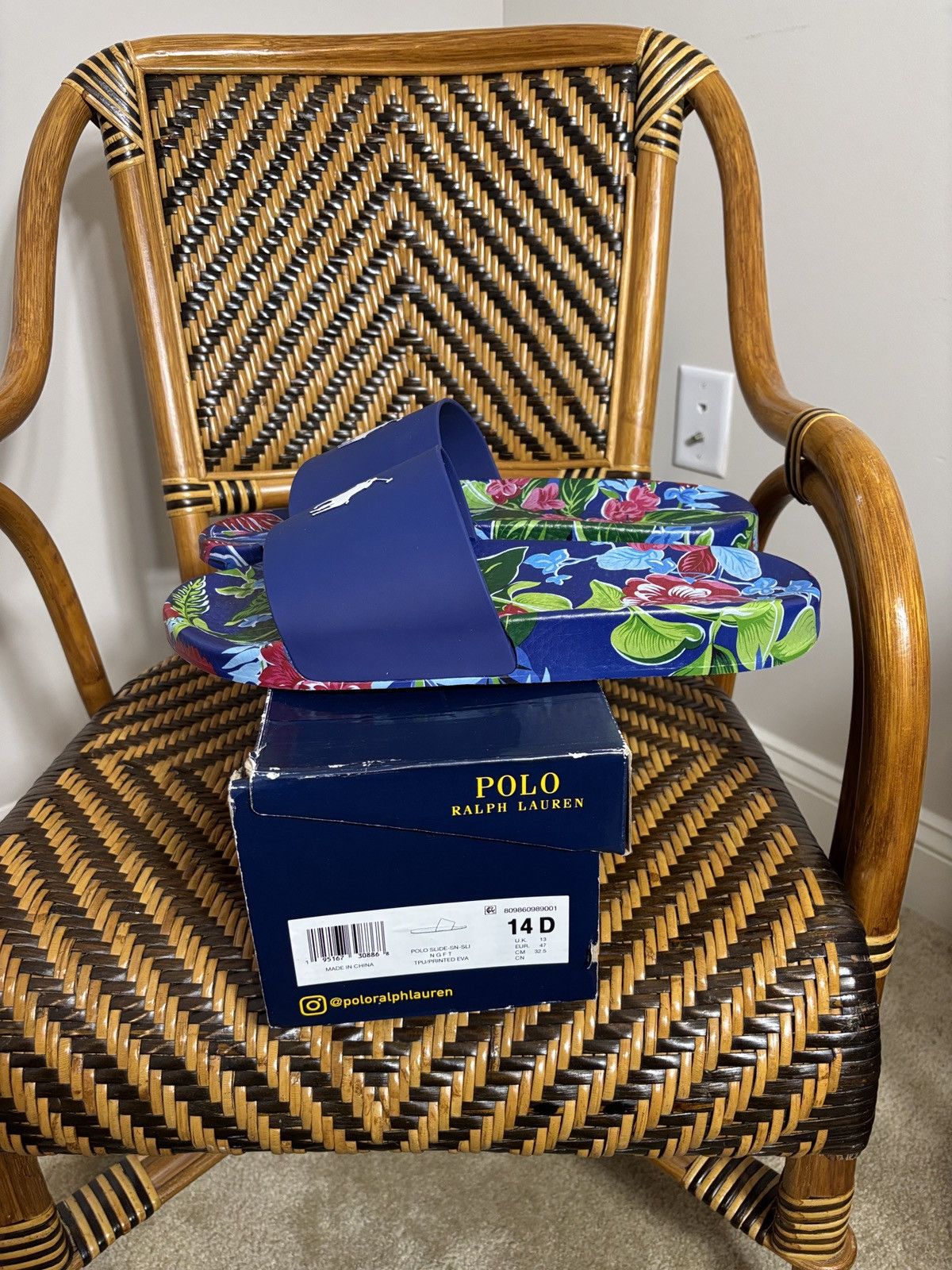 Polo Ralph Lauren Polo Ralph Lauren Big Pony Navy Garden Floral Slides 14 New Size US 14 / EU 47 - 4 Thumbnail