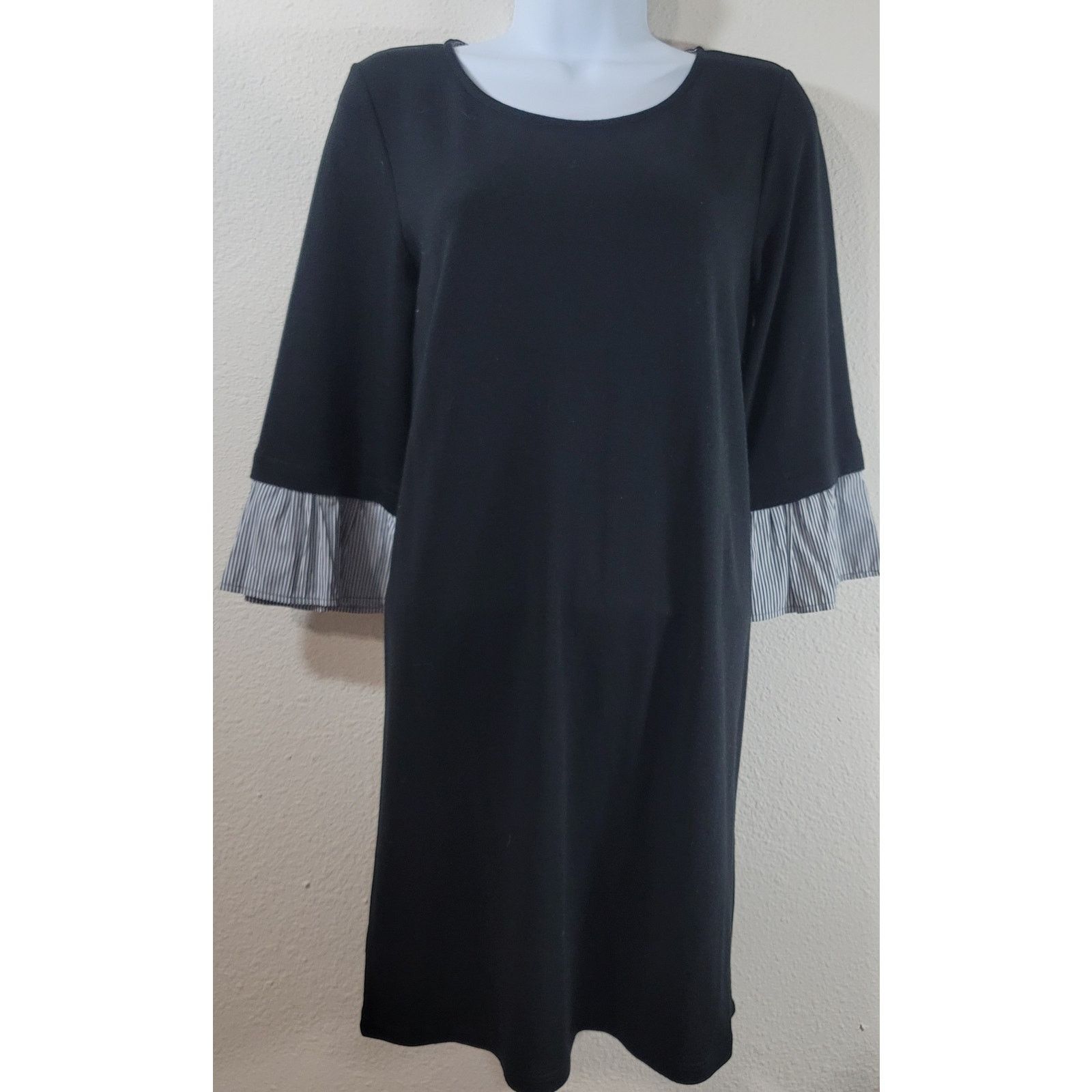 Other Pleione Black 3/4 Ruffled Sleeves A Line Mini Dress Small Size S / US 4 / IT 40 - 1 Thumbnail