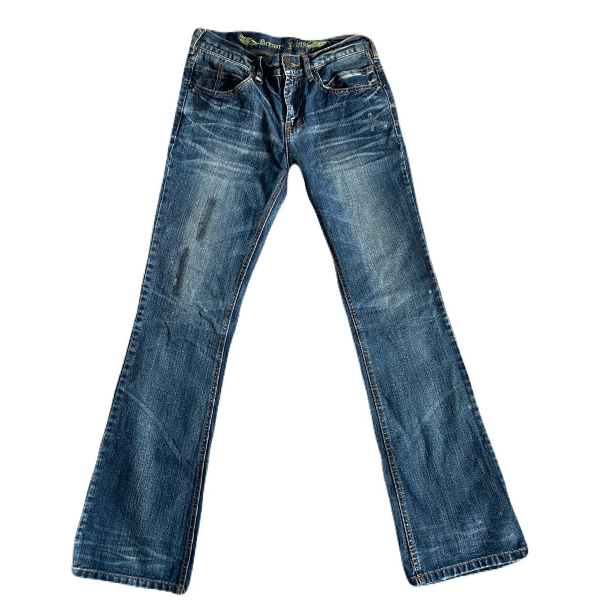 If Six Was Nine 2000s Japanese archive Vkei Bootcut Distressed Spill Jeans Size US 30 / EU 46 - 2 Thumbnail