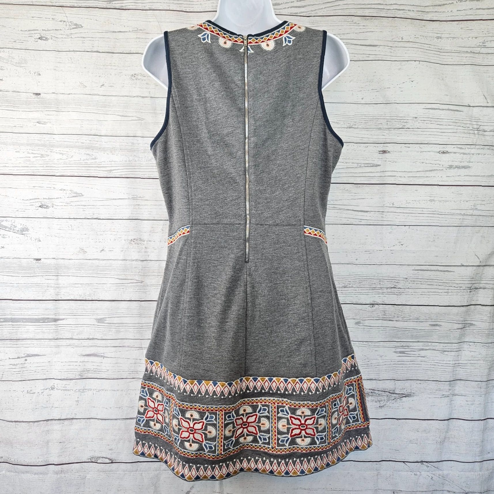 Vintage Pixley Aurelia Dress Womens L Gray Embroidered Sleeveless A-Line Shirt? Size L / US 10 / IT 46 - 4 Thumbnail