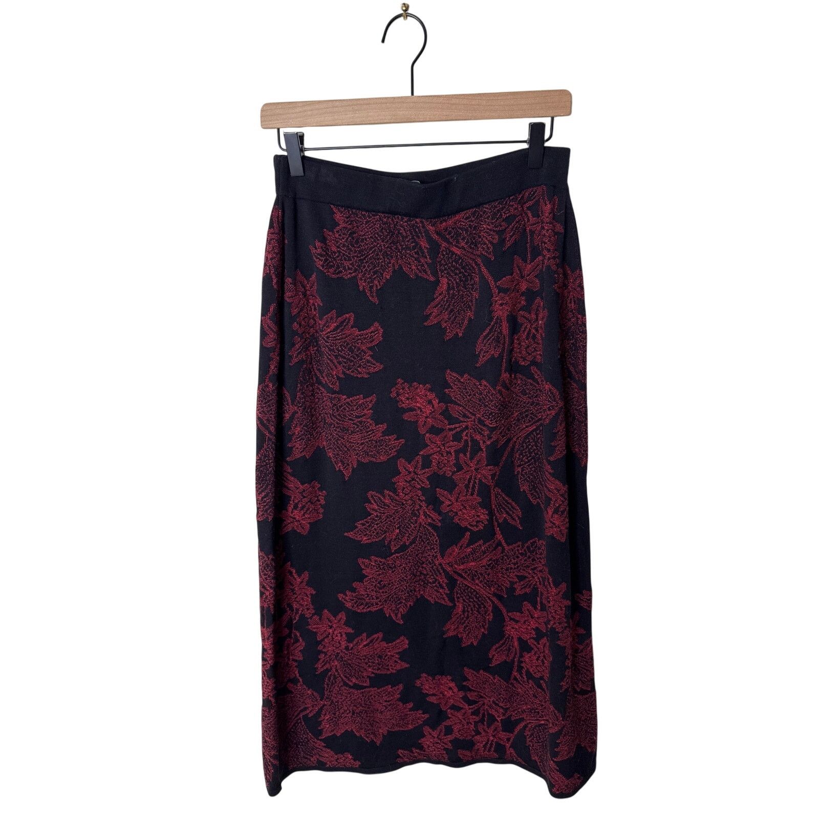 Other PERUVIAN CONNECTION Pima Cotton Red Black Lace Pull On Midi Size 28" / US 6 / IT 42 - 3 Thumbnail