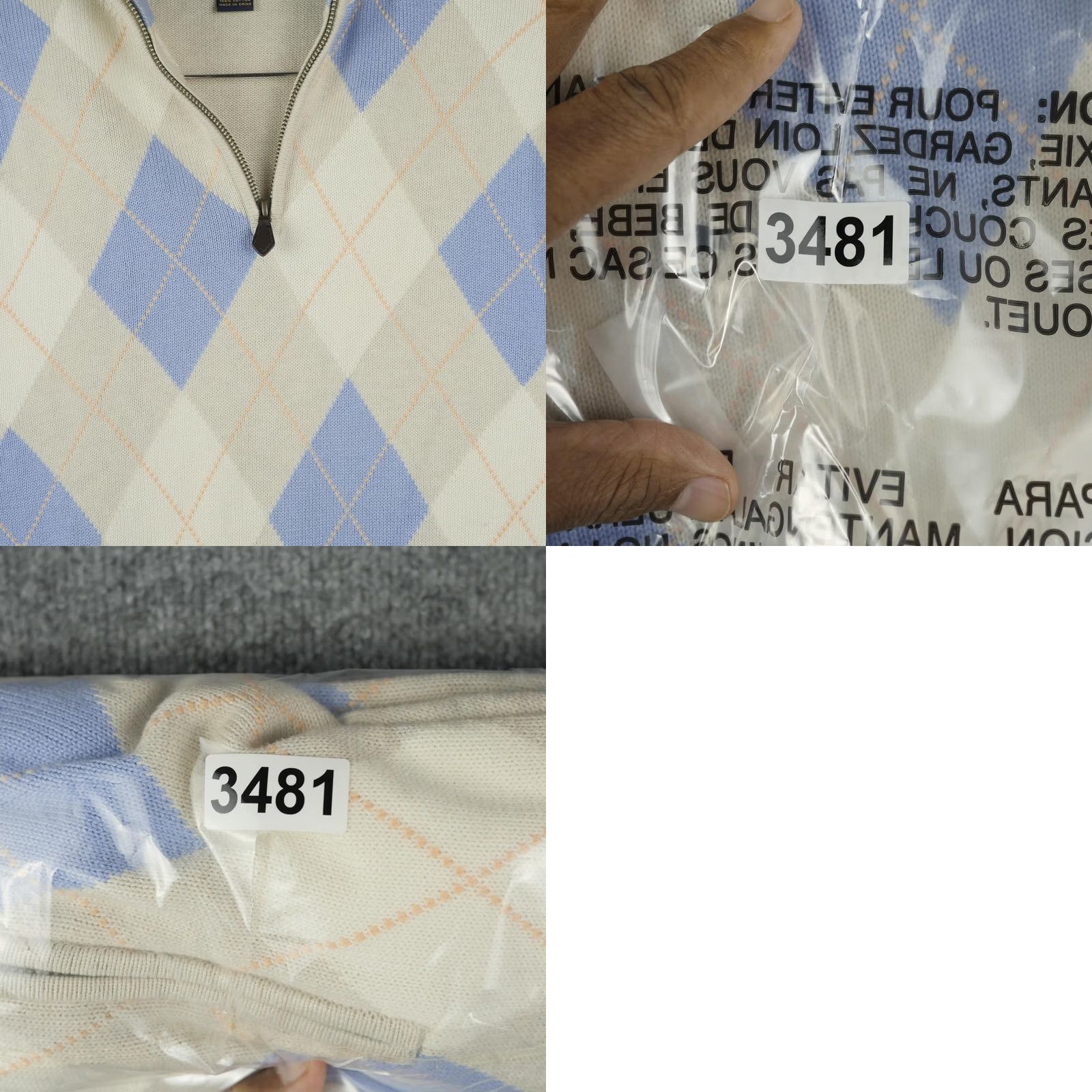 Brooks Brothers Brooks Brothers Sweater Mens Small Beige Blue Argyle 1/4 Zip Supima Cotton Pullover Mock Neck Knitted Knit Preppy Size US S / EU 44-46 / 1 - 8 Thumbnail