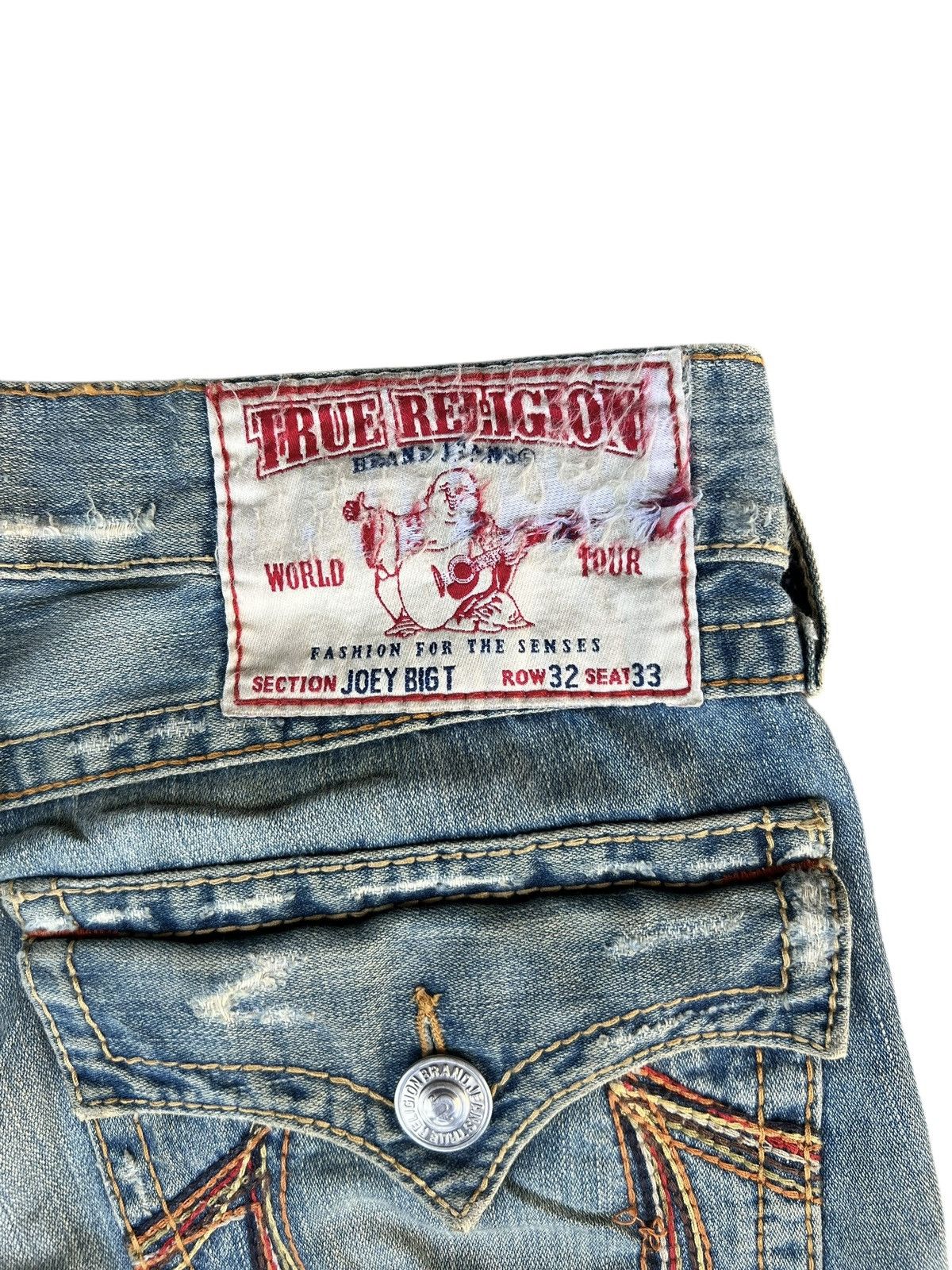 True Religion 2000s True Religion Joey Big T Dirty Mud Denim Flare Jeans Size US 33 - 19 Thumbnail