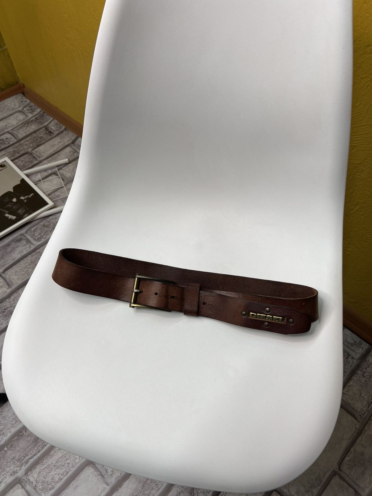 Diesel × Vintage Vintage Diesel Leather Belt Big Logo 90s Size ONE SIZE - 4 Thumbnail