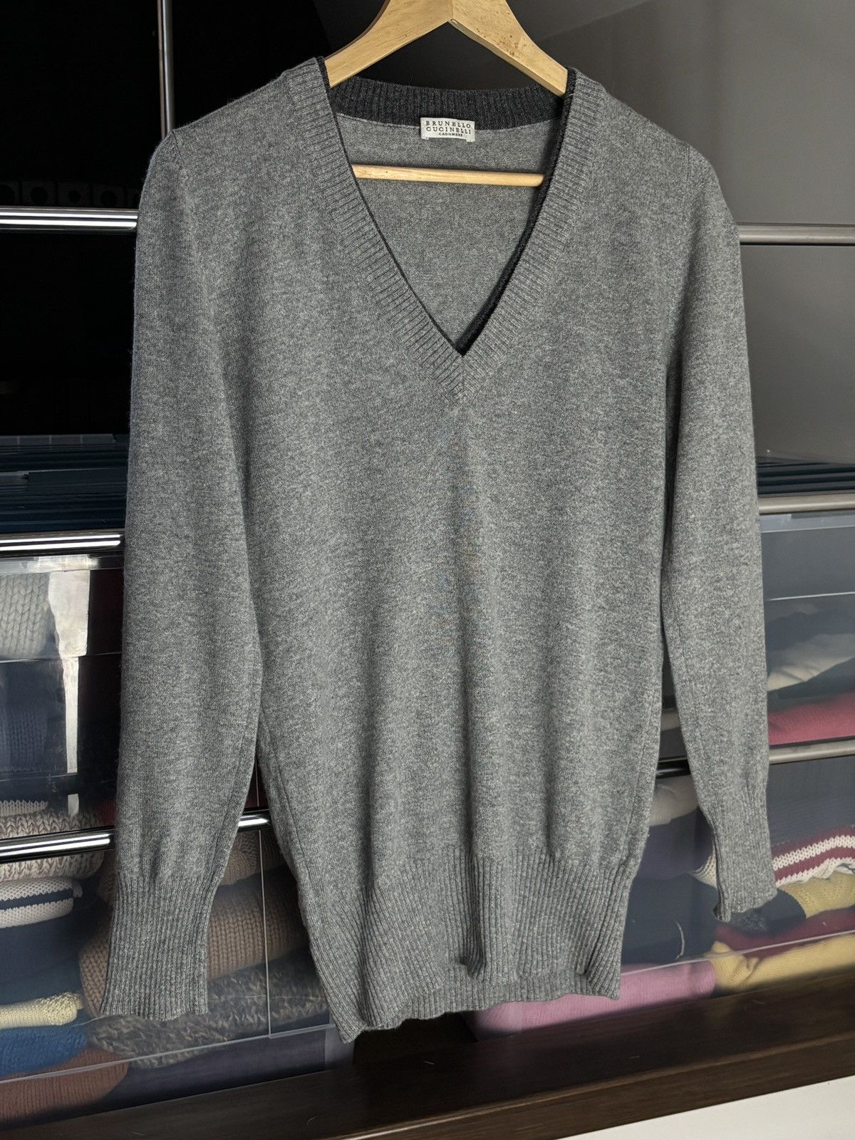 Brunello Cucinelli Brunello Cucinelli Cashmere V Neck Sweater Pullover Size US XL / EU 56 / 4 - 2 Thumbnail