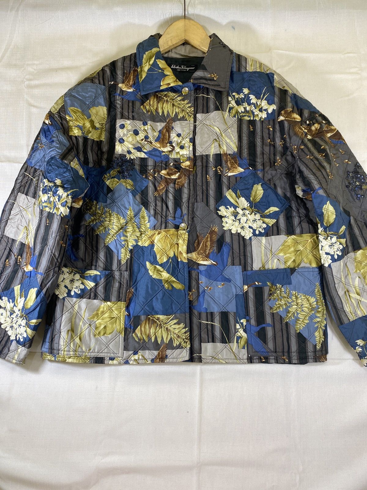 silk quilted aop jacket