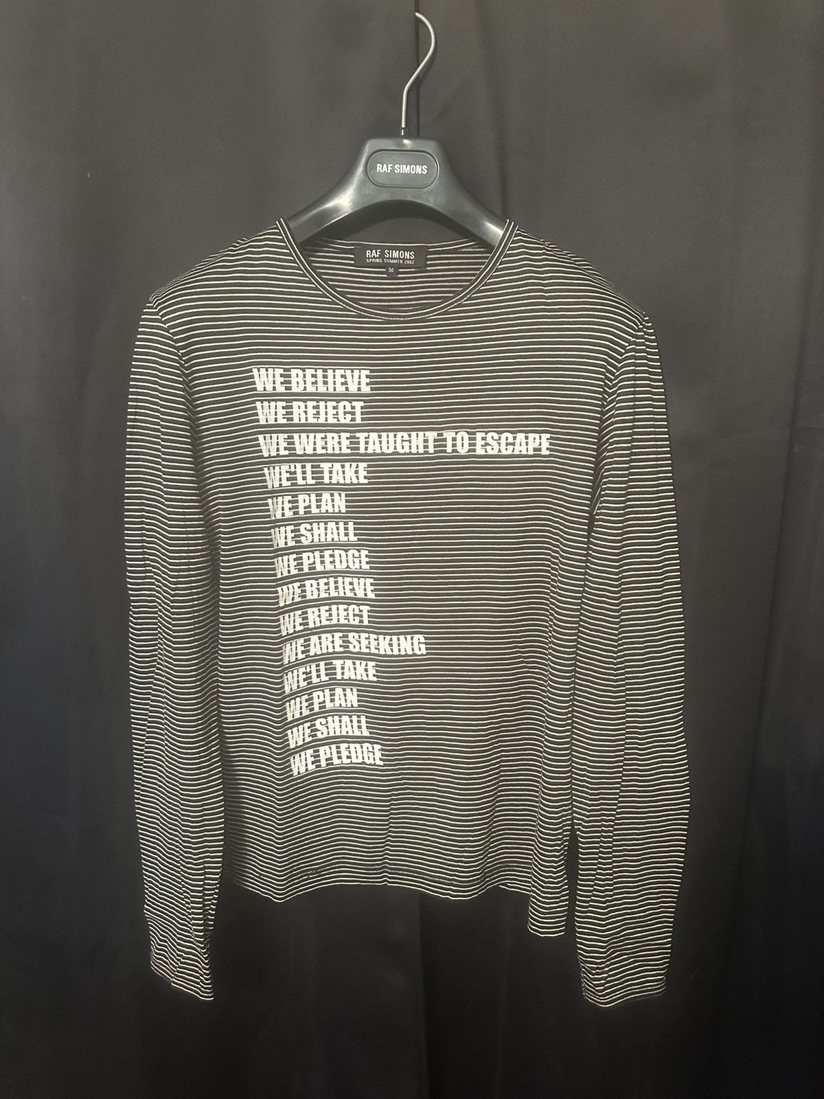 Raf Simons SS02 “ We Believe “ Striped L/S T-Shirt | Grailed