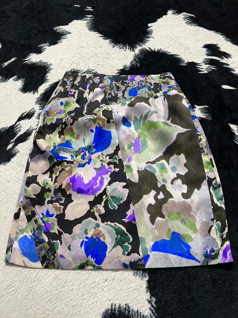 Dries Van Noten DRIES VAN NOTEN Black, white and green silk half skirt Size 35" - 6 Thumbnail