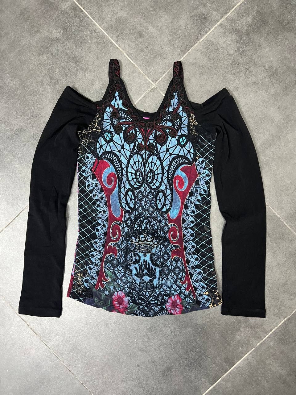 Jean Paul Gaultier SAVE THE QUEEN mesh top engraving JPG style y2k Size M / US 6-8 / IT 42-44 - 3 Thumbnail