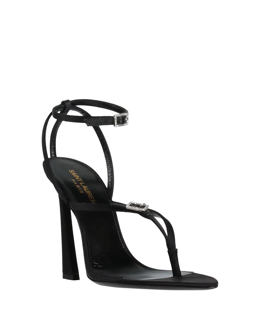 Saint Laurent Paris oc11z1225 731554 Nadja Crepe Satin Sandals in Black Size US 9 / IT 39 - 2 Thumbnail