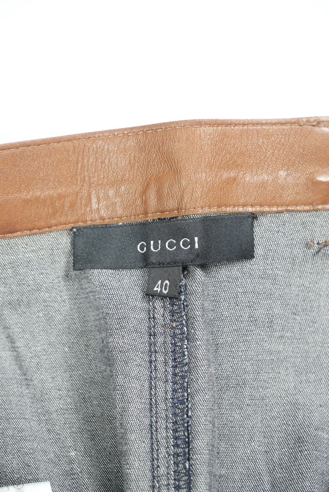 Gucci Gucci Denim Lamb Leather Tight Knee-Length Skirt Size 27" / US 4 / IT 40 - 10 Thumbnail
