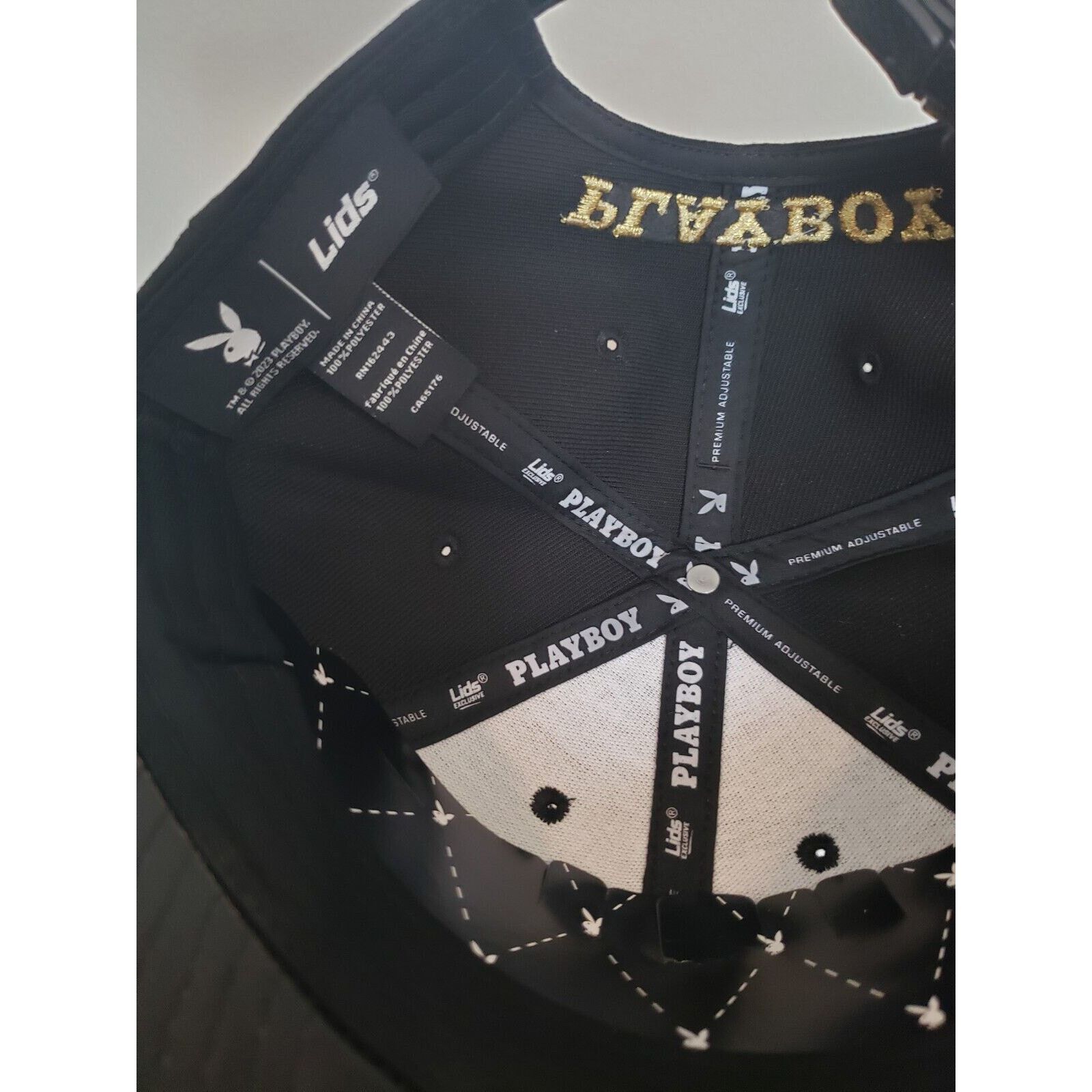 Lids Playboy Hat Premium Bunny Strapback Strap Black Gold Lids Size ONE SIZE - 7 Thumbnail
