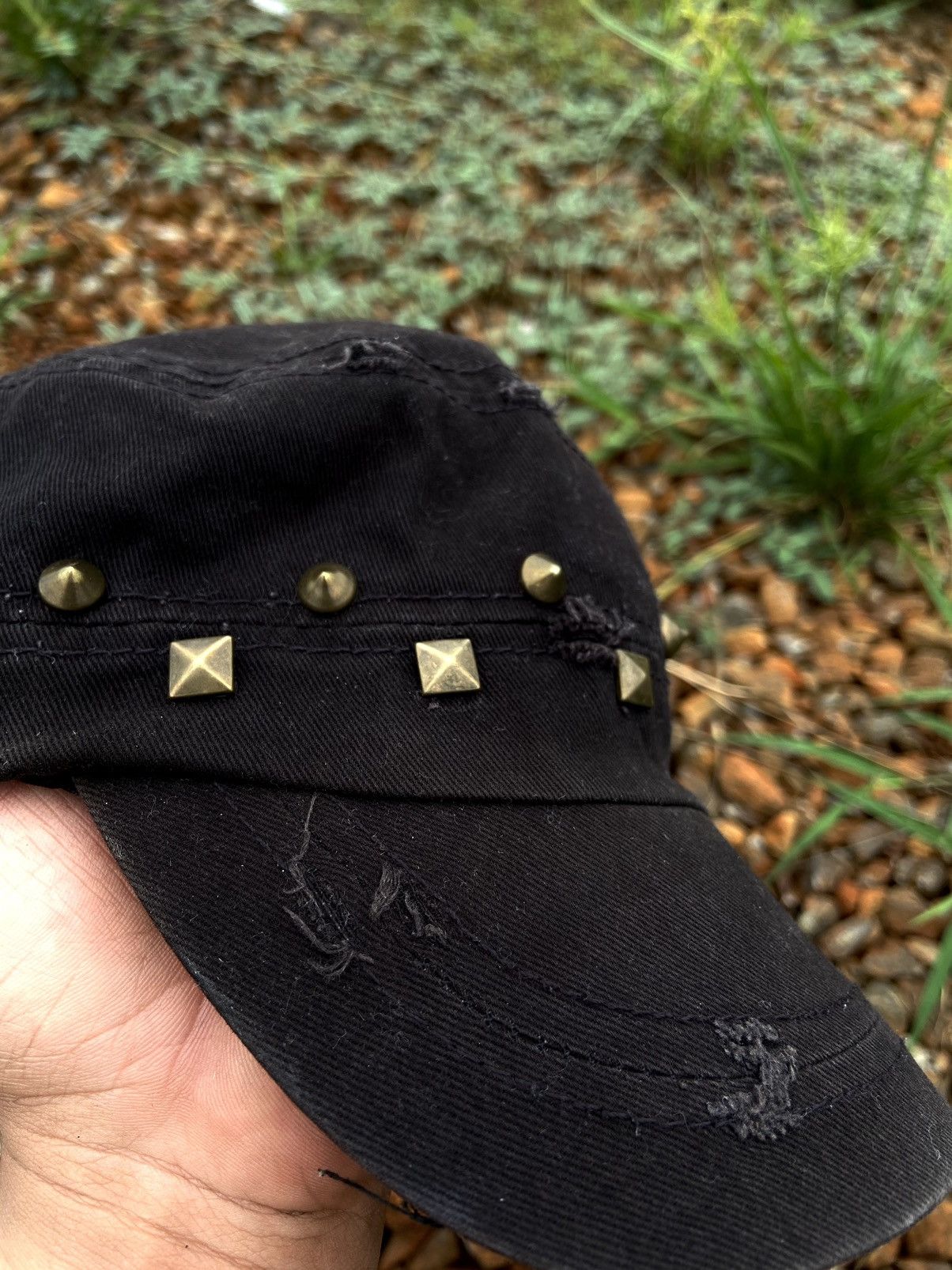 If Six Was Nine 2000s J caps & co disetressed button studded patrol hat Size ONE SIZE - 4 Thumbnail