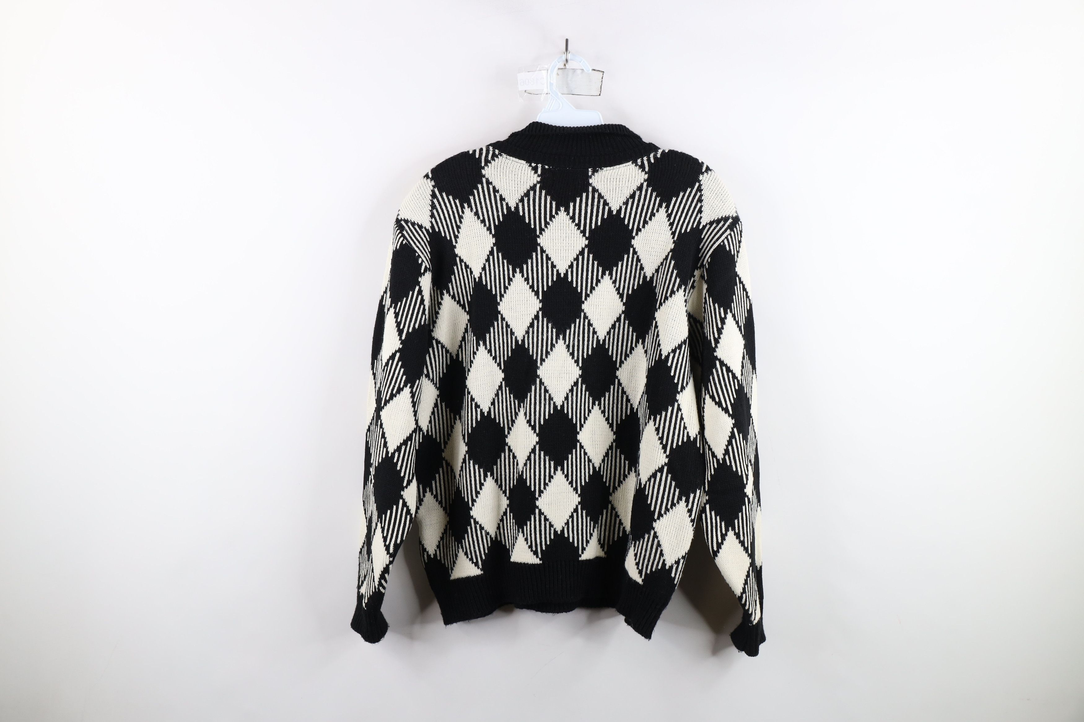 Vintage Vintage 90s Streetwear Diamond Knit Collared Sweater USA Size L / US 10 / IT 46 - 9 Thumbnail