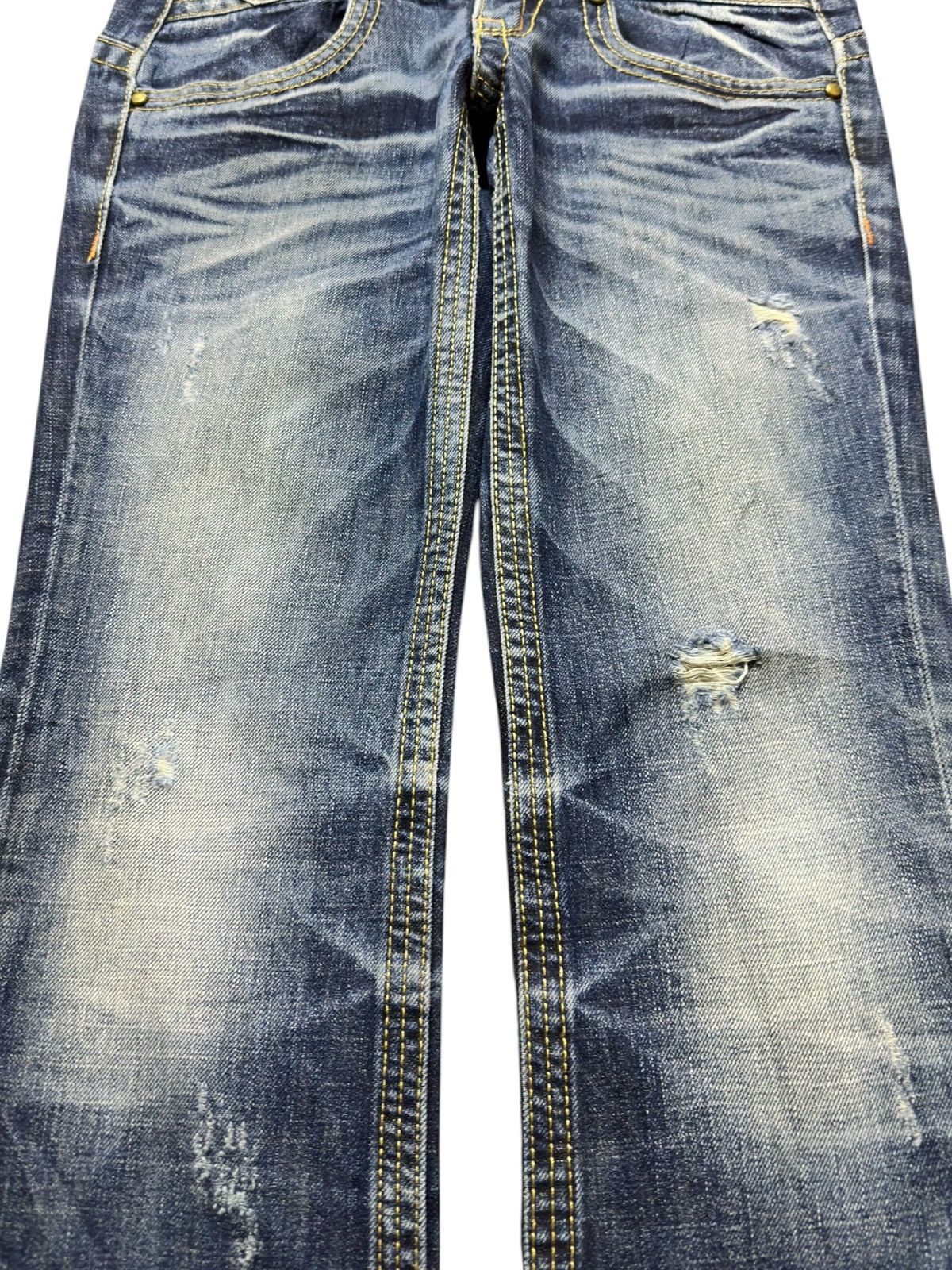 Junya Watanabe Vintage Lolita Flare Faded Whiskers Grunge Distressed Denim Size US 29 - 3 Thumbnail