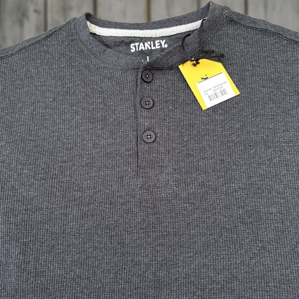 Vintage STANLEY WORKWEAR Long Sleeve Thermal Henley Men L Gray Cotton Blend Tee NEW Size US L / EU 52-54 / 3 - 1 Thumbnail