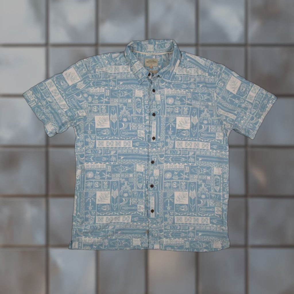 Quiksilver Quiksilver Waterman Shirt Mens Large Blue Aloha Hawaiian Comfort Fit Boat Fish Size US L / EU 52-54 / 3 - 1 Thumbnail