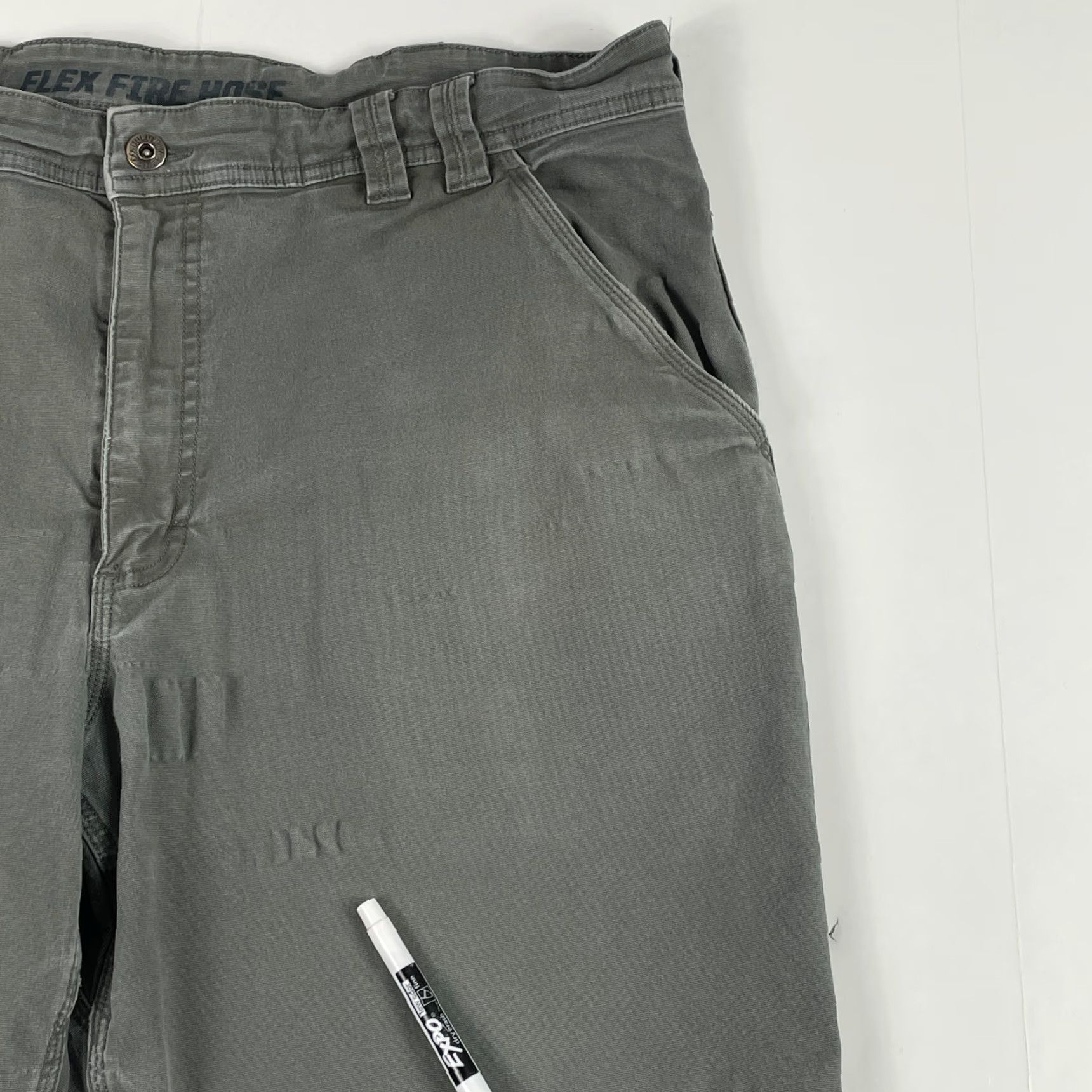Vintage Duluth Pants Mens 42 x 32 Gray Flex Fire Hose Canvas Relaxed Carpenter Workwear Pants Carptner? Size US 42 / EU 58 - 3 Thumbnail