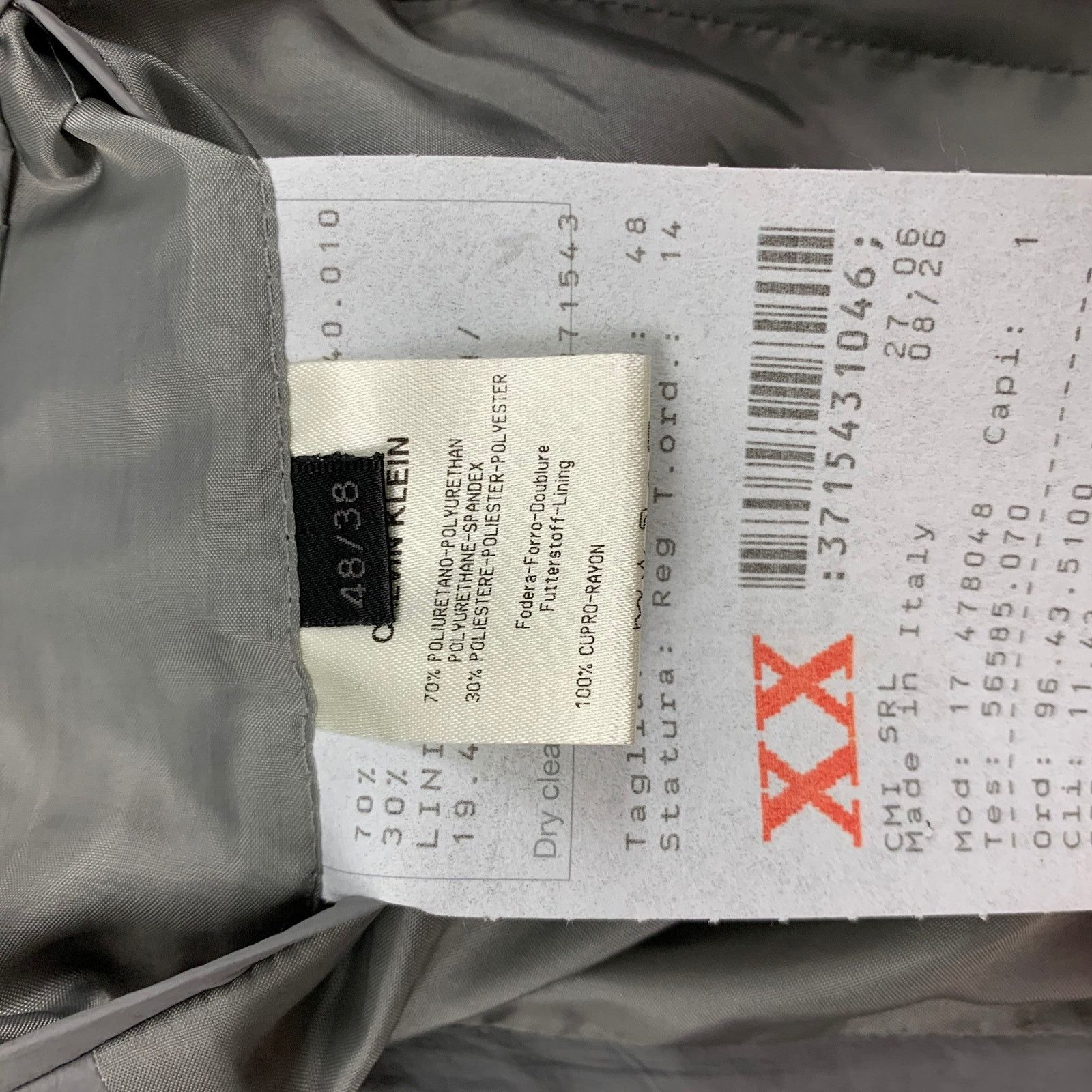Calvin Klein CALVIN KLEIN COLLECTION 38 Grey Polyurethane Polyester Suit Size 38R - 7 Thumbnail