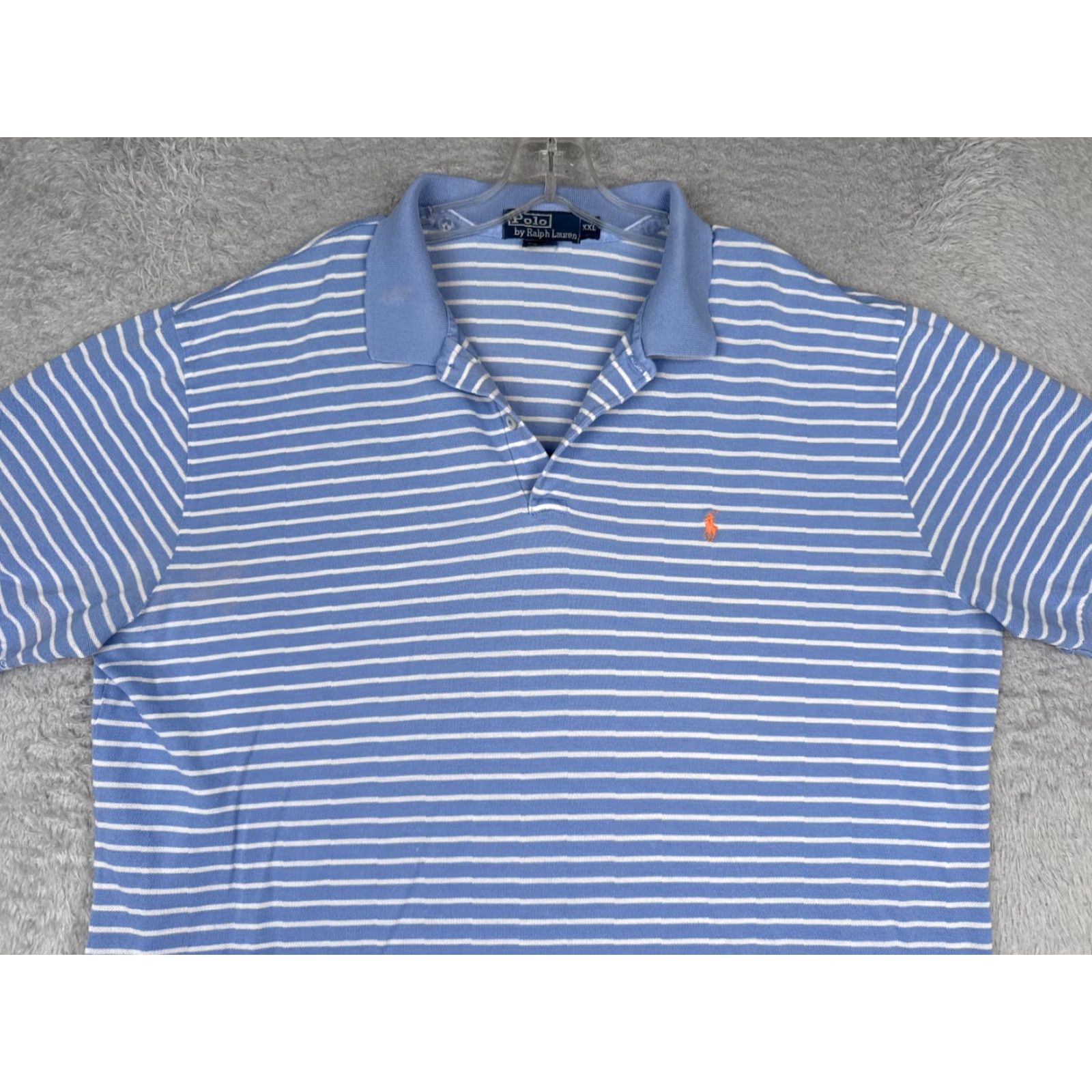 Ralph Lauren VTG Ralph Lauren Polo Shirt Men 2XL Blue Stripe Short Sleeve Cotton READ Size US XXL / EU 58 / 5 - 4 Thumbnail