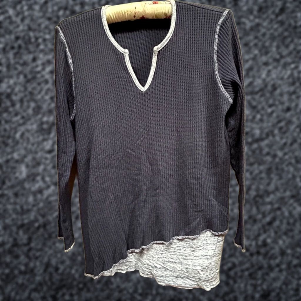 Soft Surroundings Soft Surroundings Reed Waffle Knit Stripe Tunic Long Sleeve Shirt Navy Casual Size XL / US 12-14 / IT 48-50 - 1 Thumbnail