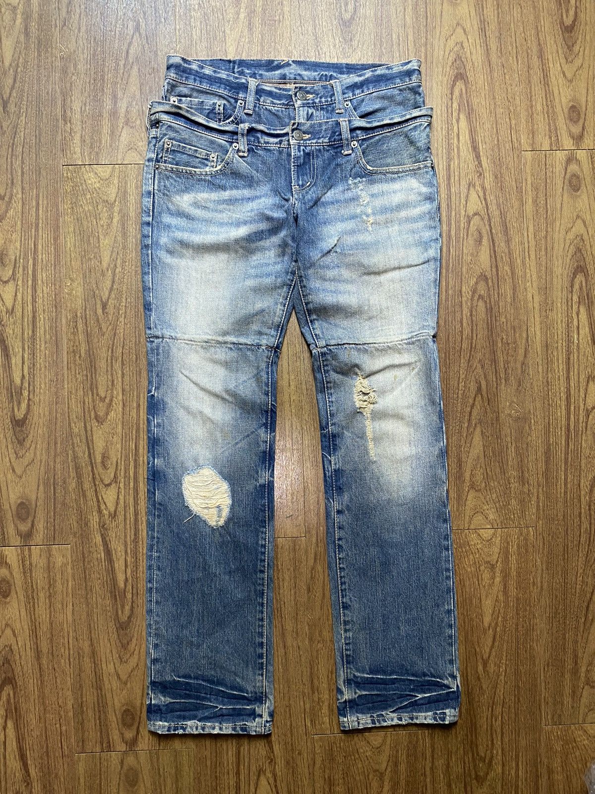 PPFM PPFM Double Waisted Washed Denim Jeans Size US 31 - 1 Thumbnail