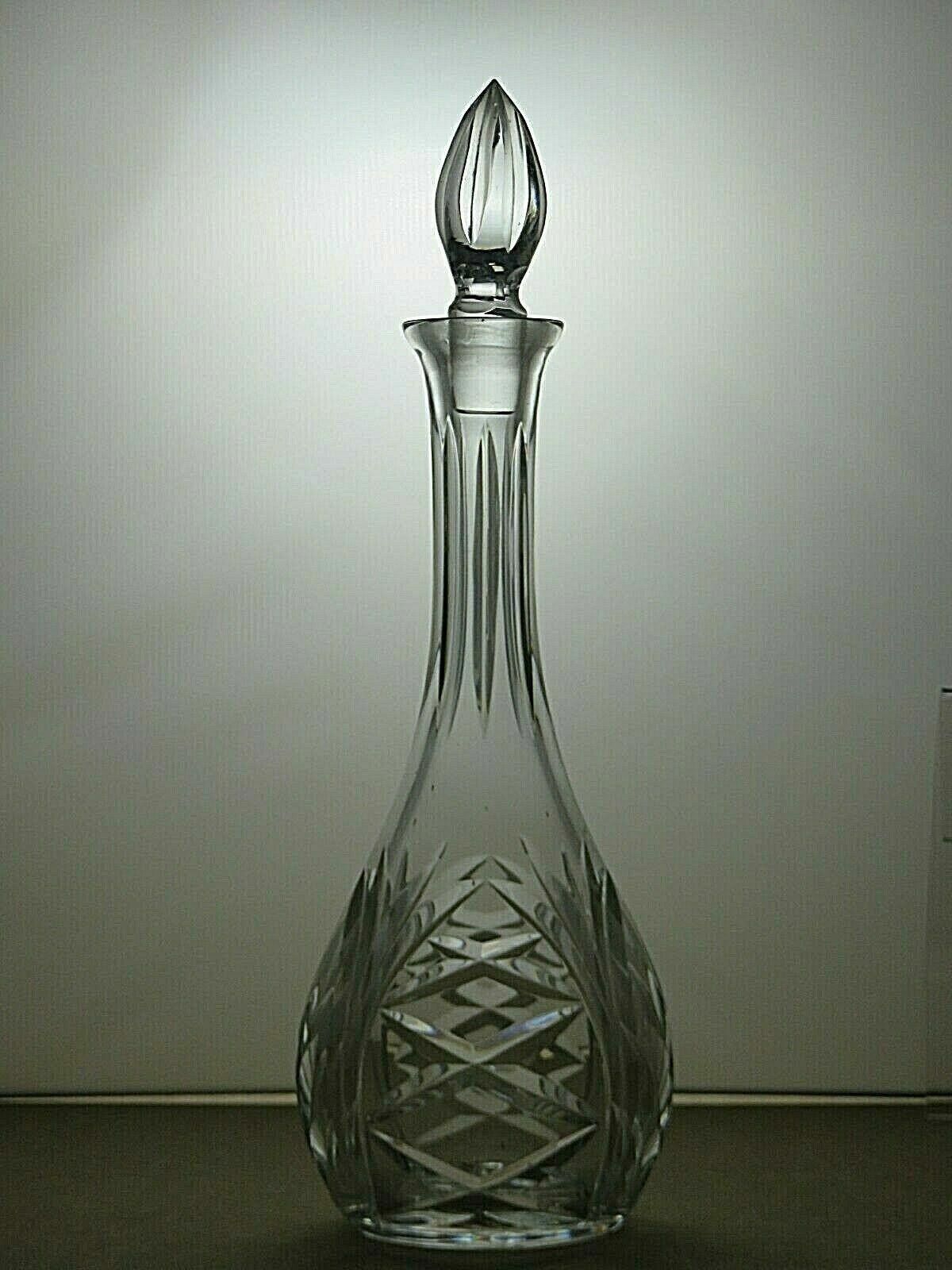 The Unbranded Brand Vintage Lead Crystal Cut Glass Round Decanter 15 1/3" Size ONE SIZE - 3 Thumbnail