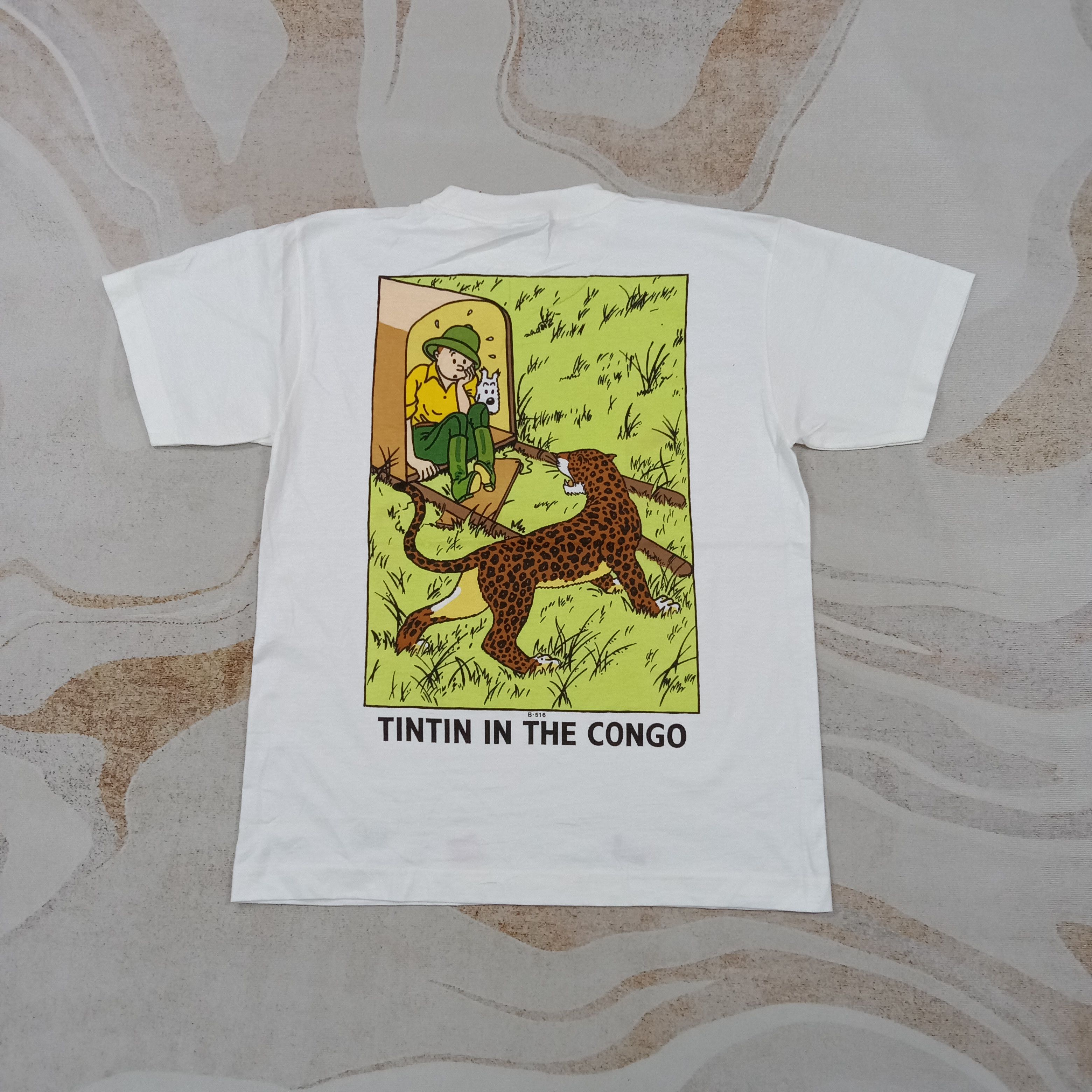 Vintage Tintin In The Congo Classic Cartoons Tshirt C276N3 Size US L / EU 52-54 / 3 - 1 Thumbnail