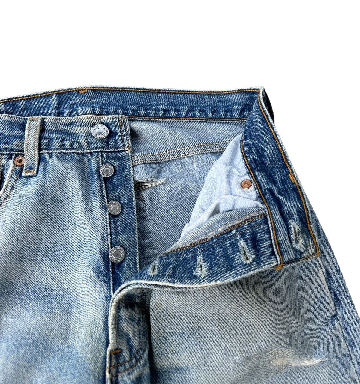 Levi's Vintage Levi’s 501 top button 553 distressed denim jeans Size US 30 / EU 46 - 3 Thumbnail
