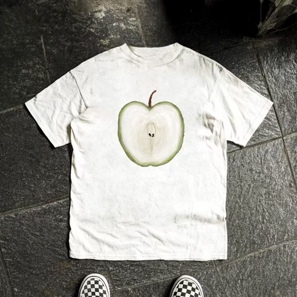 Japanese Brand × Vintage White casual retro half apple print t-shirt Size US M / EU 48-50 / 2 - 1 Thumbnail