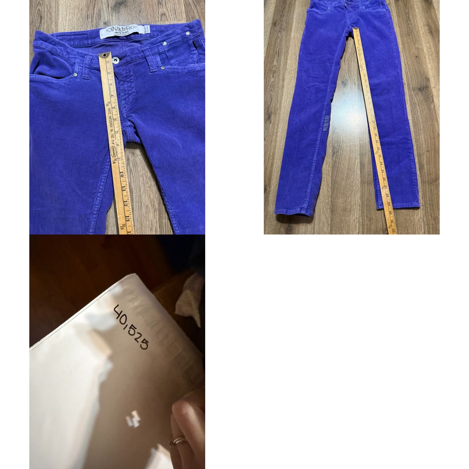 Denime Nikita Denim Pants Womens 29 Purple Corduroy Low Rise Pants Casual Bohemian Regular Inseam 30in Size 29" - 8 Thumbnail