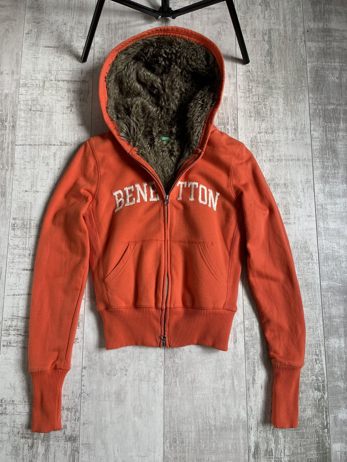 Benetton Vintage Y2K Benetton 00’s Fur Full Zip Hoodie Avant Garde Size M / US 6-8 / IT 42-44 - 1 Thumbnail