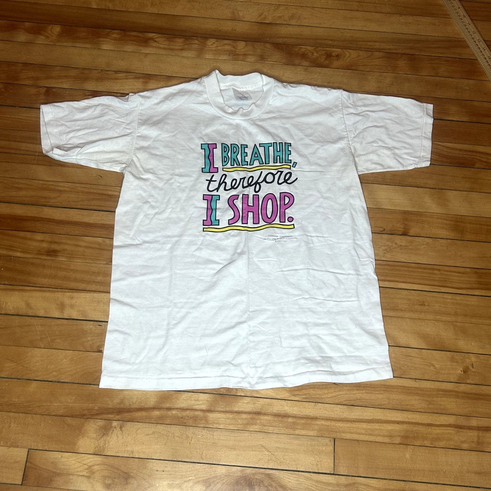 Vintage Vintage 90s Funny Shopping T-Shirt Large Size US L / EU 52-54 / 3 - 2 Thumbnail