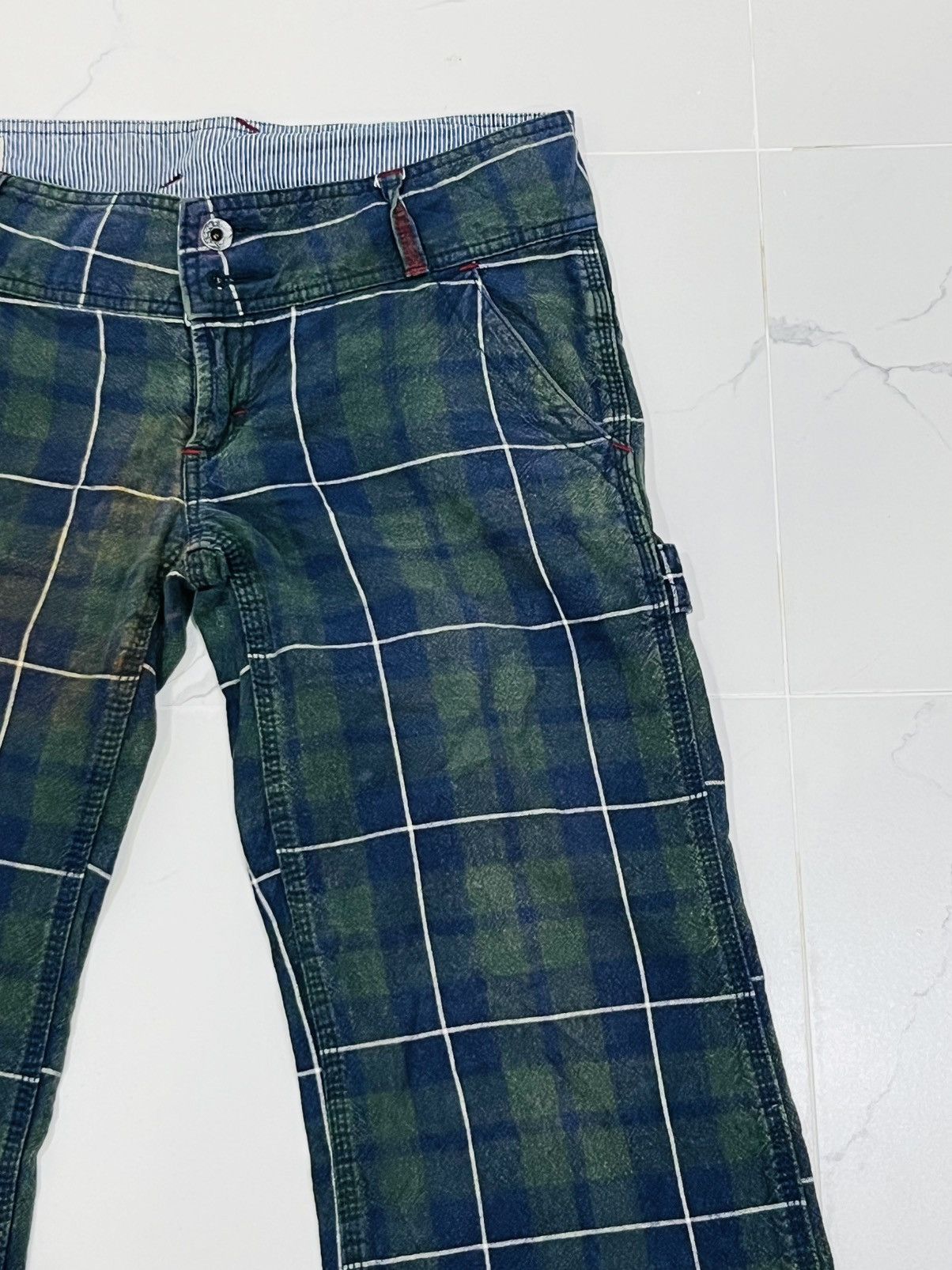 Japanese Brand Japan Designer Betty Smith Lowrise Super Flared Tartan Pants Size 32" / US 10 / IT 46 - 3 Thumbnail