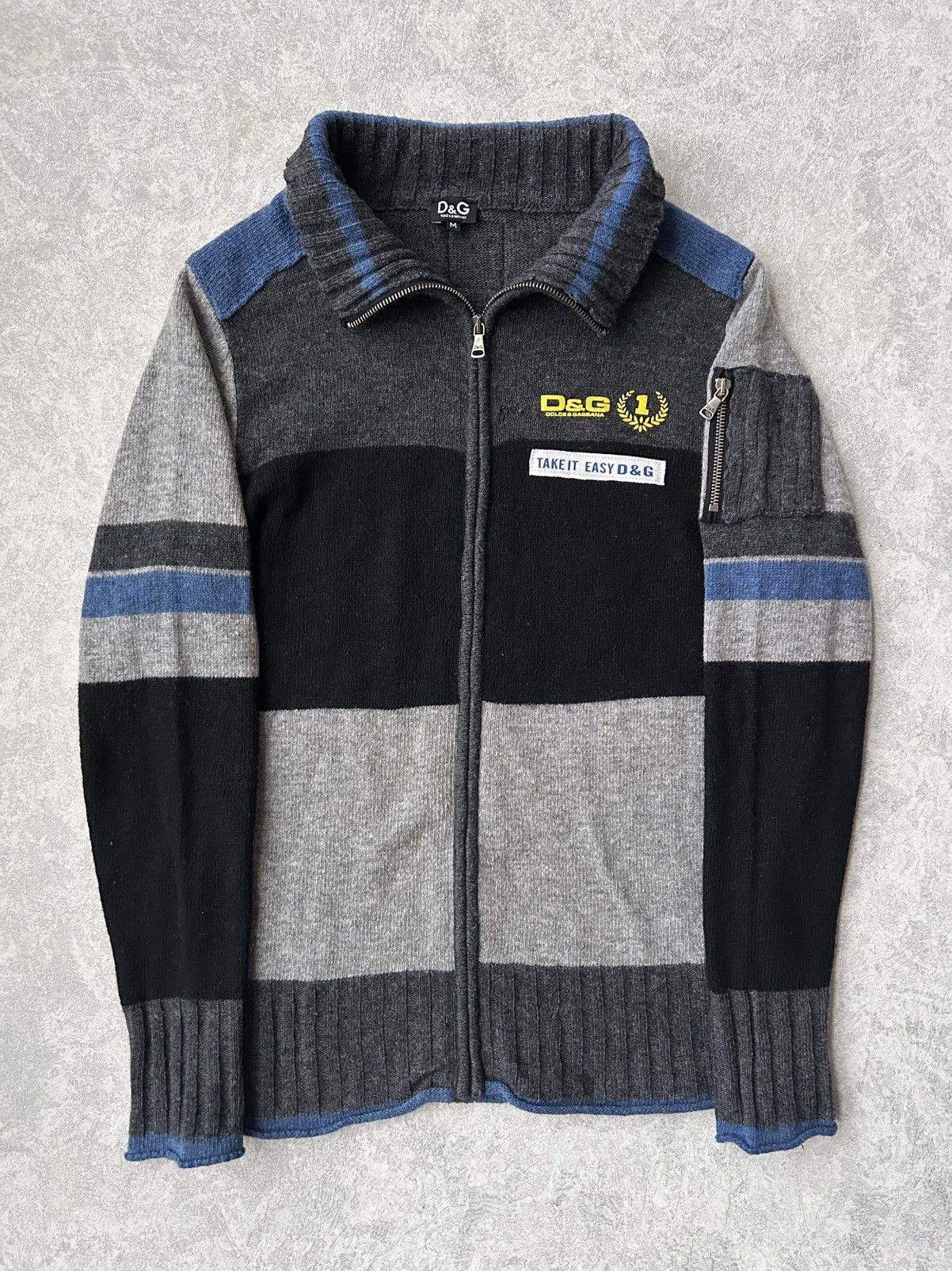 Dolce & Gabbana Y2K Dolce Gabbana Take a Challenge Zip Up Wool Sweater Size US M / EU 48-50 / 2 - 4 Thumbnail