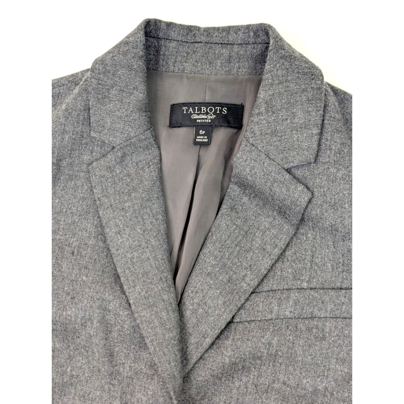 Talbots VINTAGE Talbots Petites Wool Lined 2-Button Blazer Women 6P Gray Heathered Institutional? Size M / US 6-8 / IT 42-44 - 3 Thumbnail