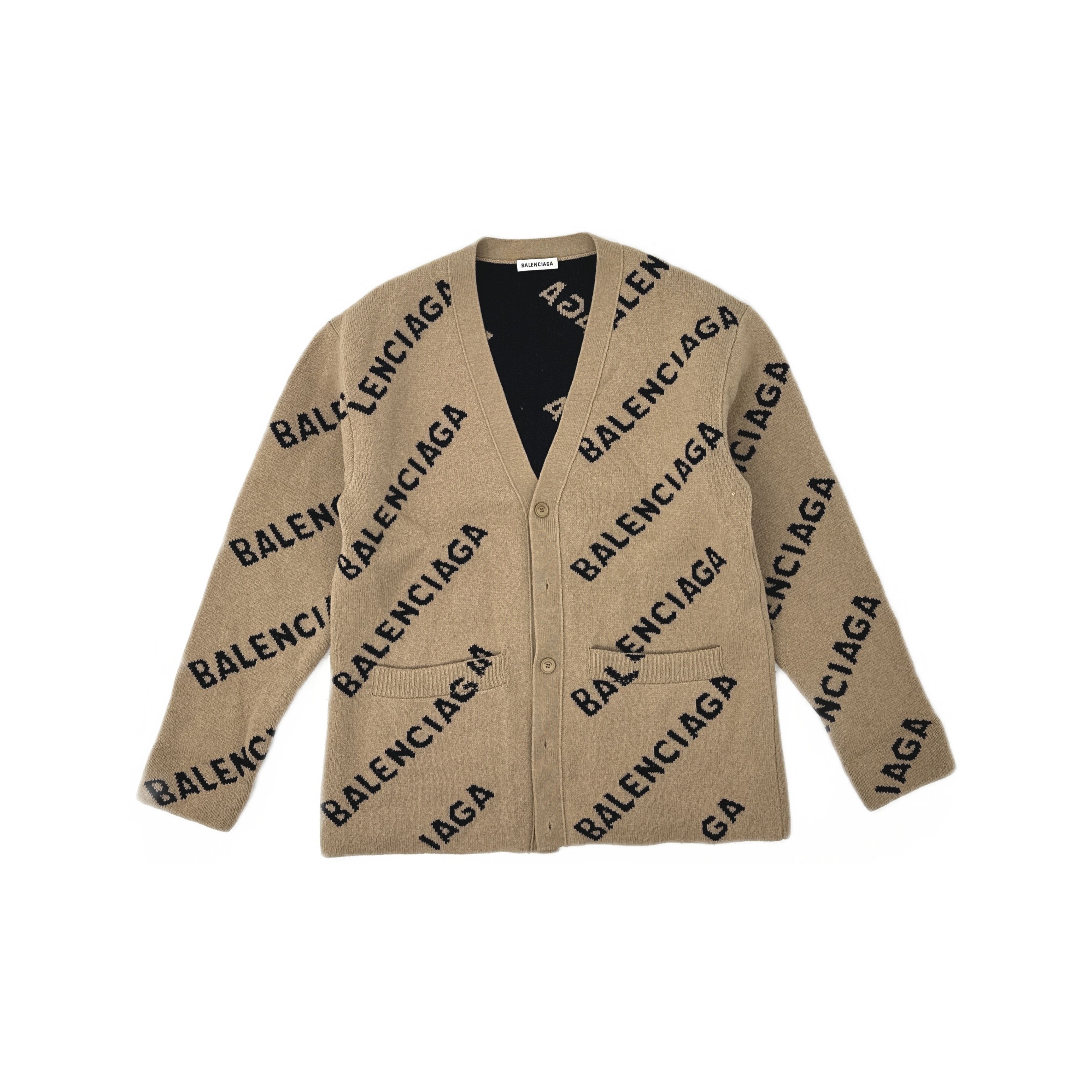 Balenciaga Balenciaga All-Over Logo Knit Cardigan Size XS Size XS / US 0-2 / IT 36-38 - 1 Thumbnail