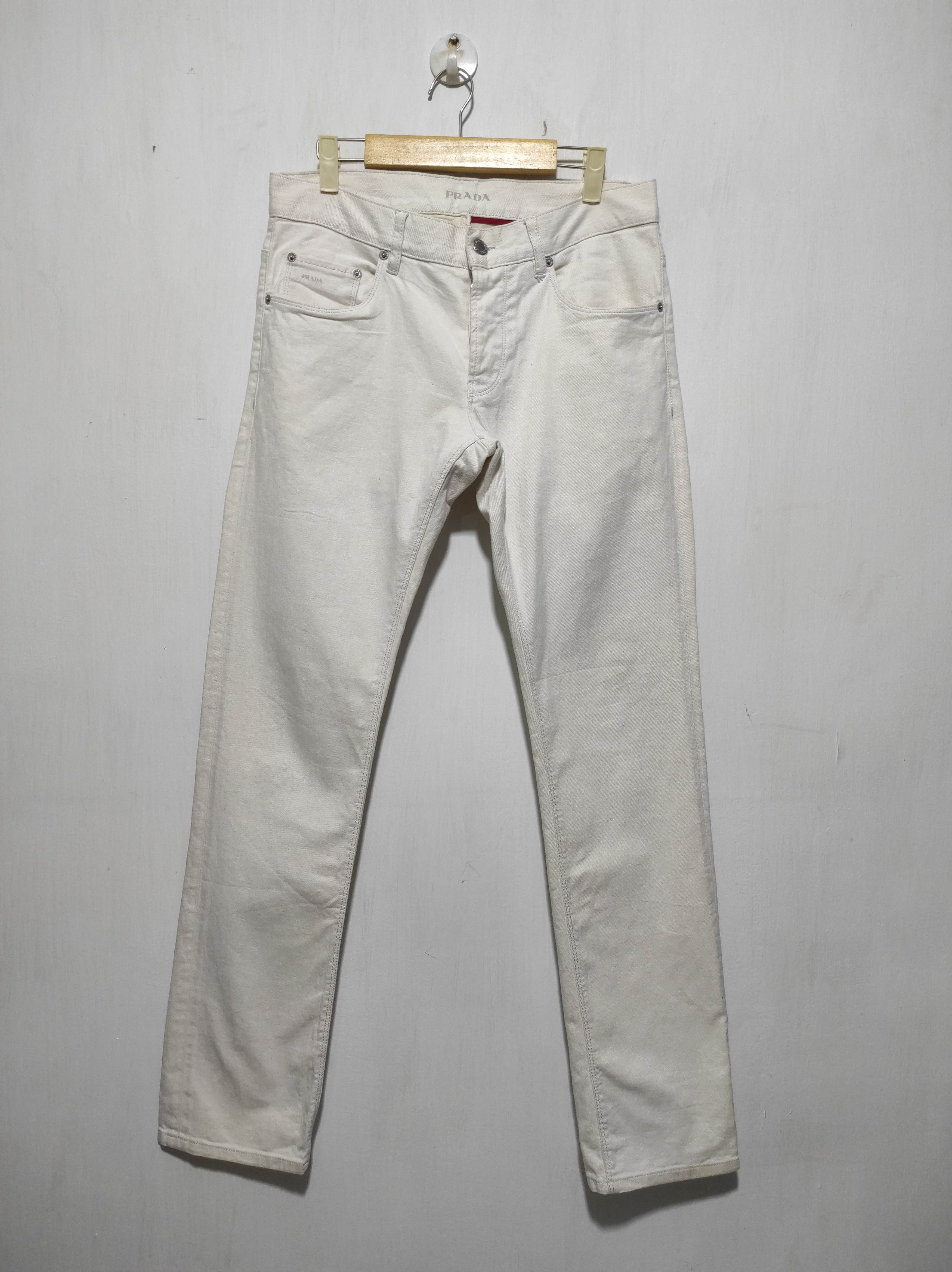 Prada Prada Logo White Denim Tapered Fit Jeans size 30 Size US 30 / EU 46 - 2 Thumbnail